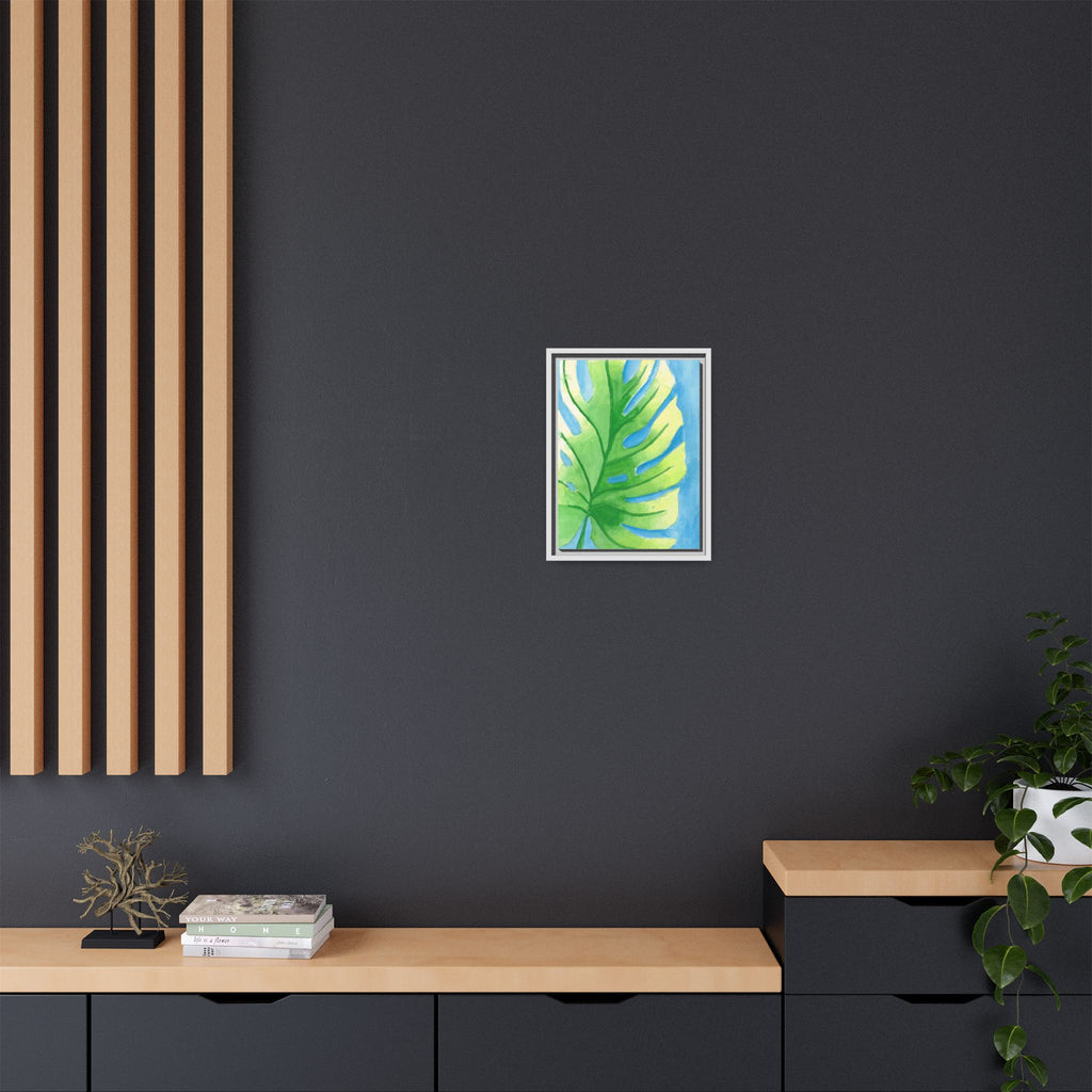 Framed Matte Canvas - Tropical Monstera Leaf Watercolor Wall Art - By Eli James
