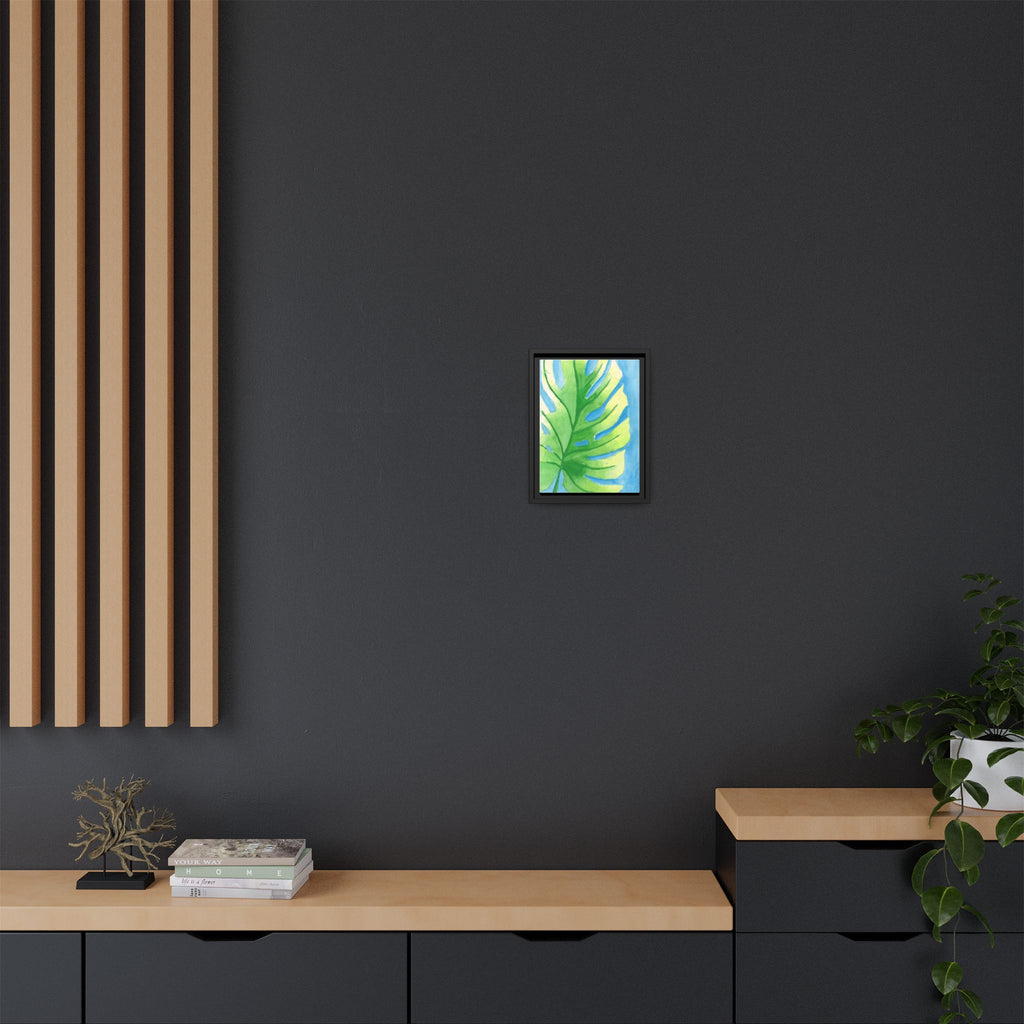Framed Matte Canvas - Tropical Monstera Leaf Watercolor Wall Art - By Eli James