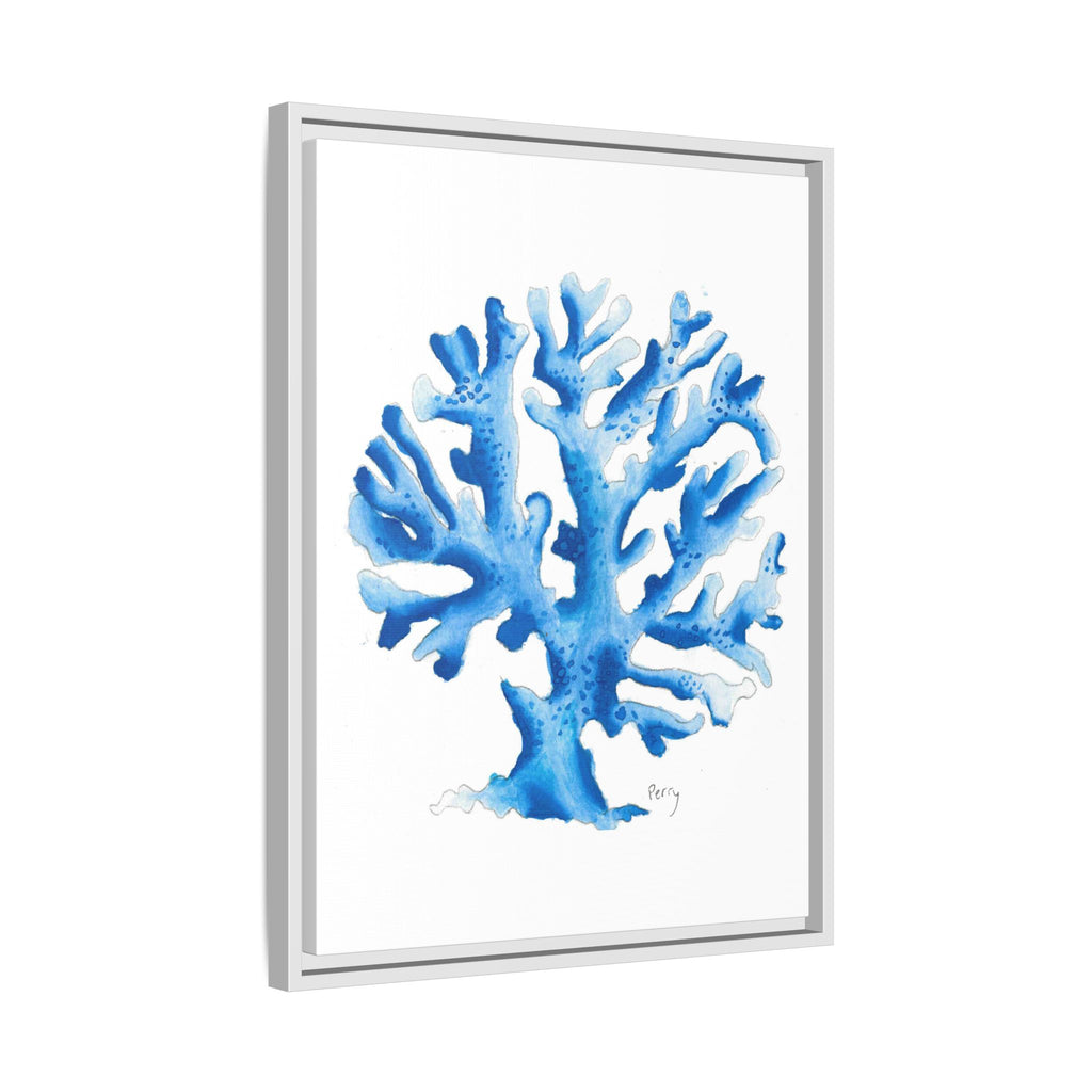 Blue Coral Watercolor Matte Canvas Print (Framed) - By Perry