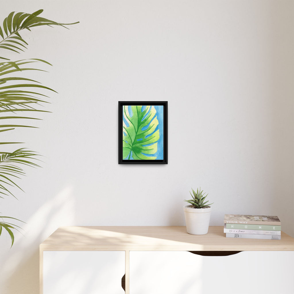 Framed Matte Canvas - Tropical Monstera Leaf Watercolor Wall Art - By Eli James