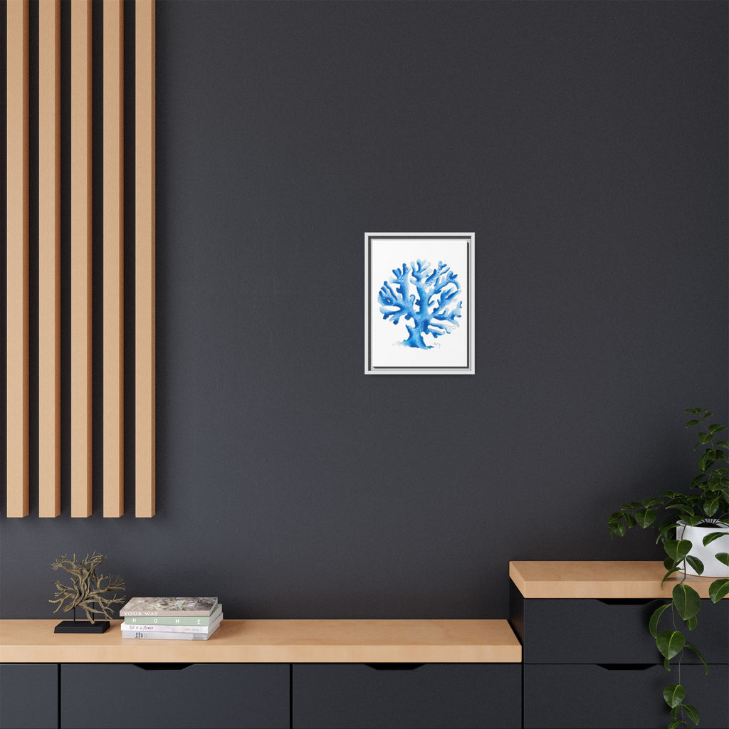 Blue Coral Watercolor Matte Canvas Print (Framed) - By Perry