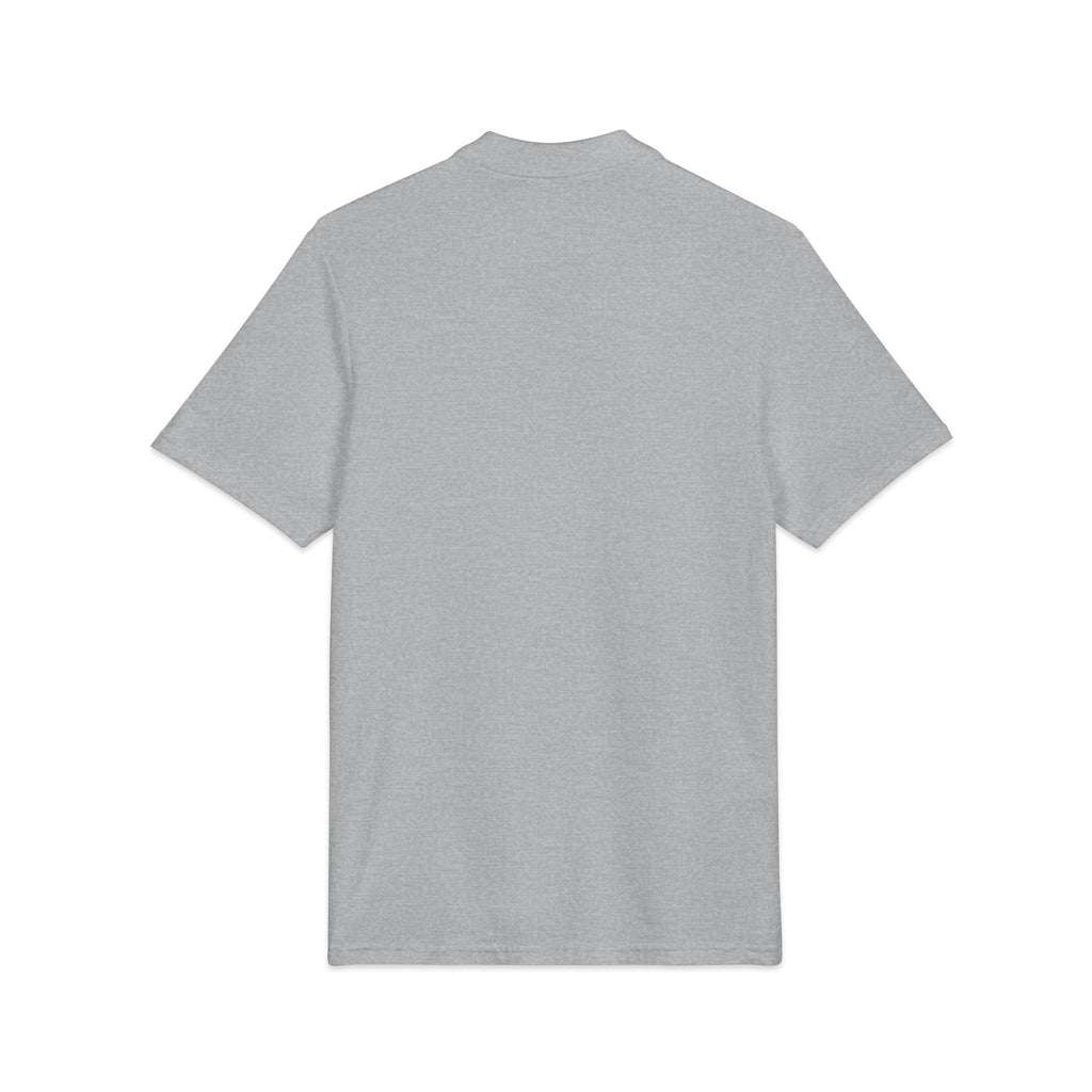 Shield Polo Shirt — Classic Crest Logo on Heather Gray (Heat Press)