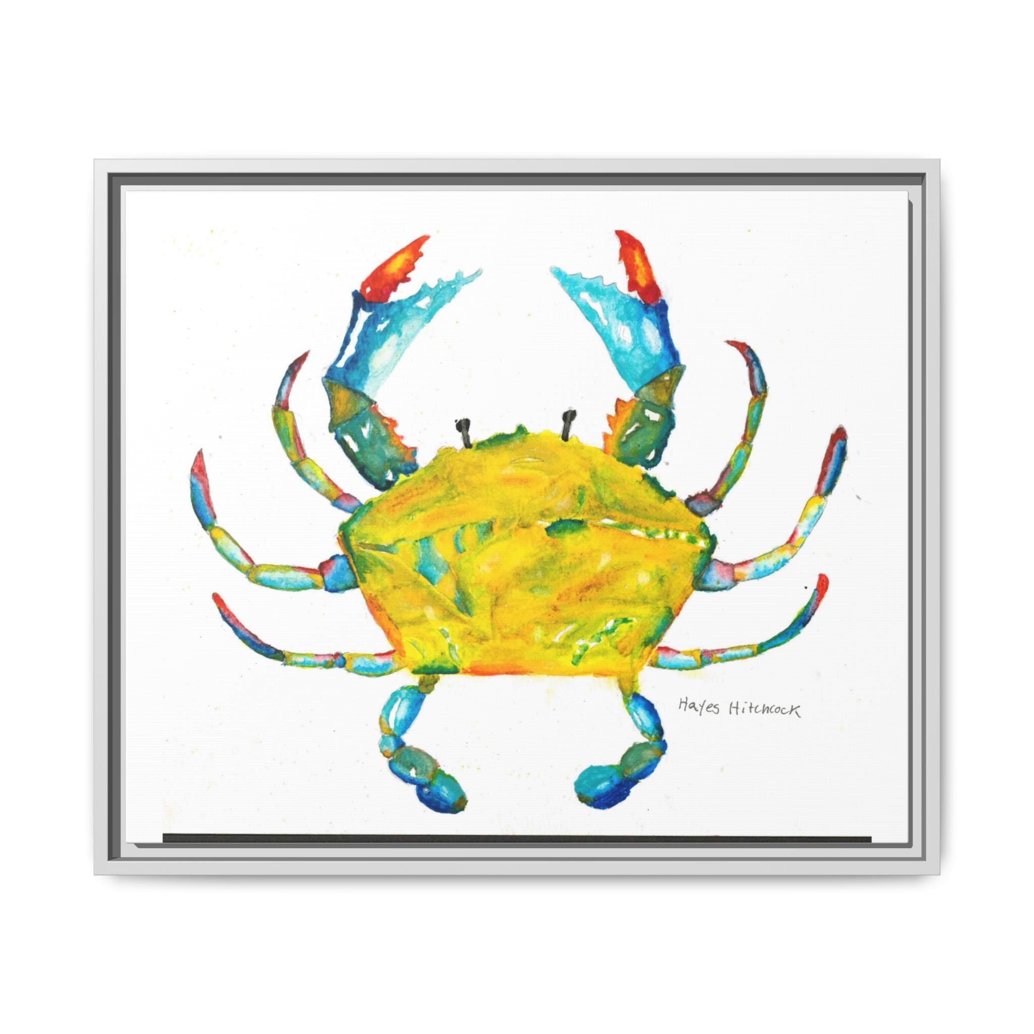 Colorful Crab Matte Canvas Print (Framed) - By Hayes Hitchcock