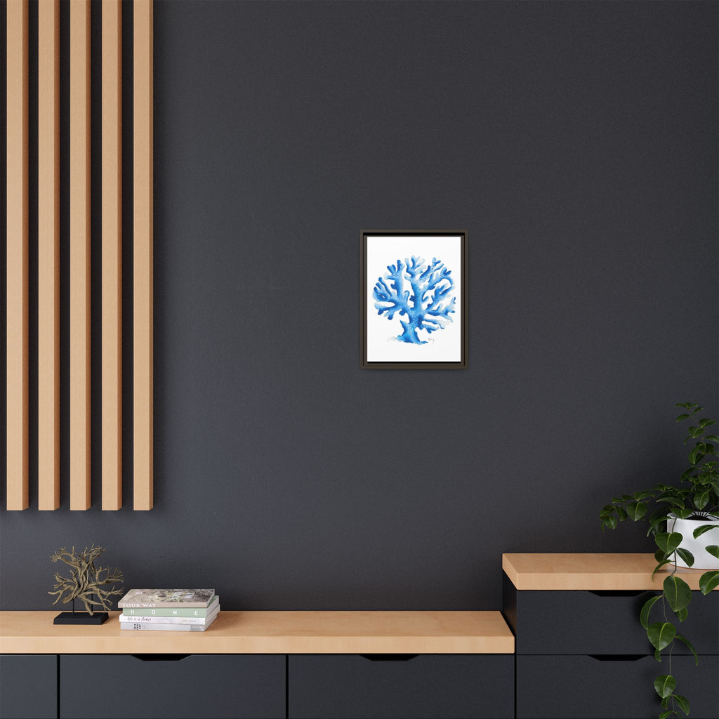Blue Coral Watercolor Matte Canvas Print (Framed) - By Perry