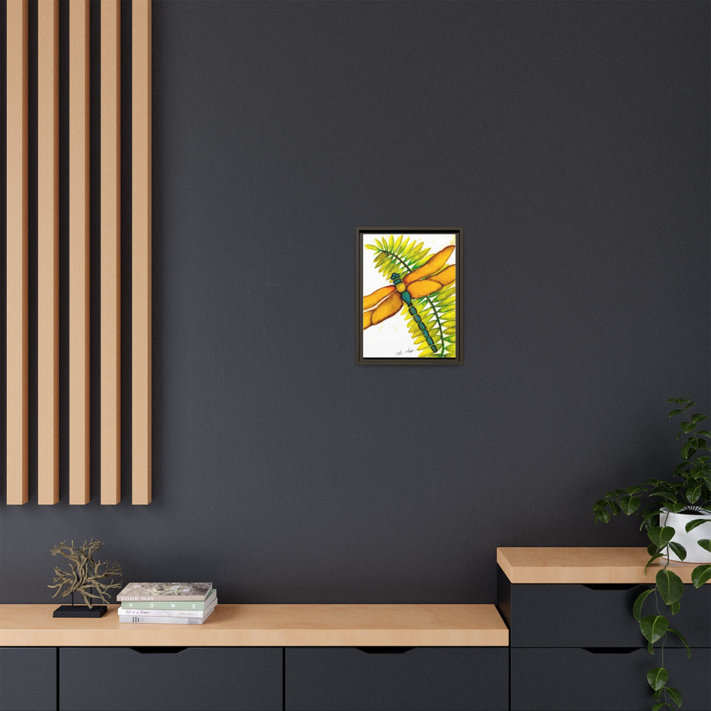 Framed Dragonfly Art Print - Tropical Yellow Green Matte Canvas - By Noah Wilson