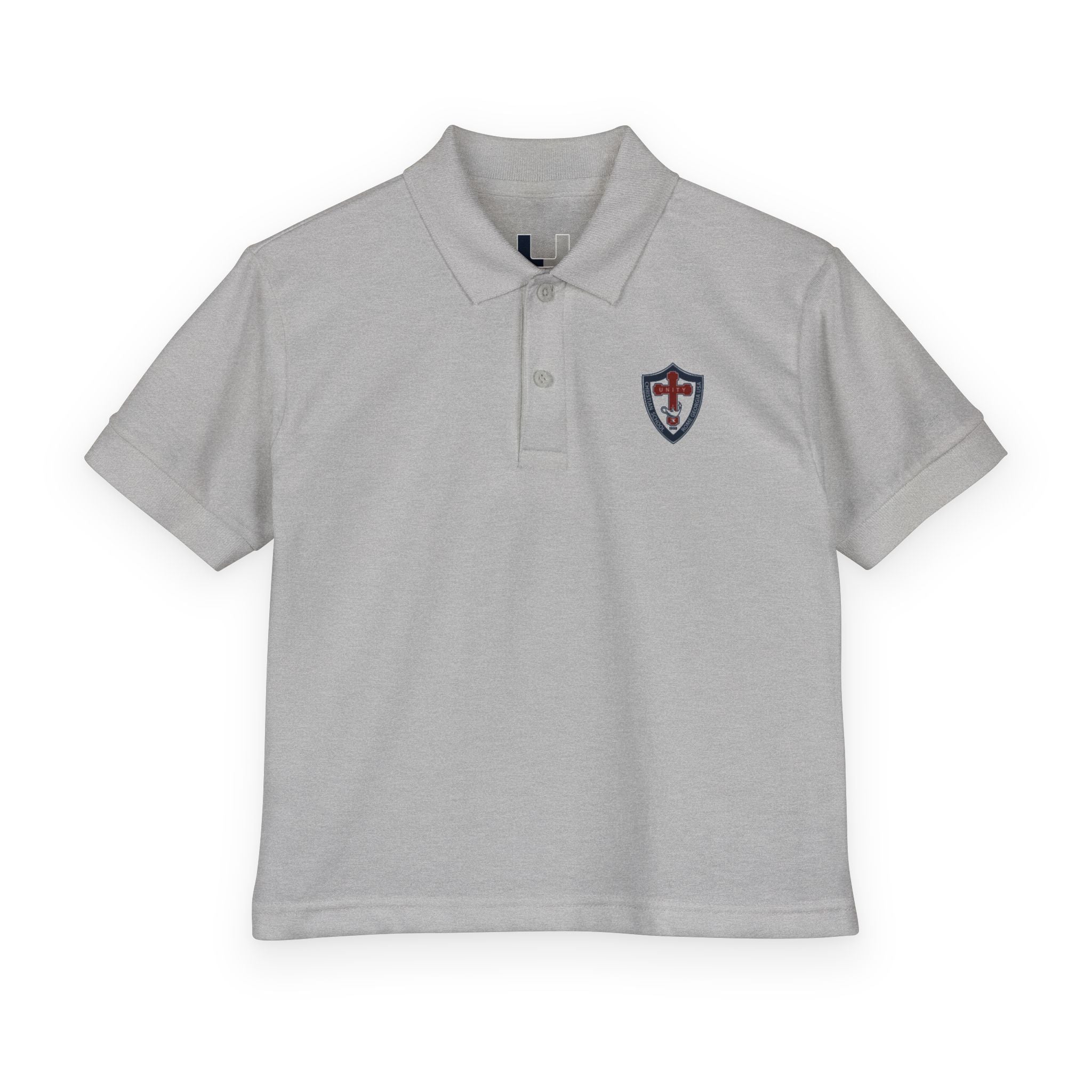 Youth Polo Shirt with Shield Crest Embroidery - School Uniform DryBlend
