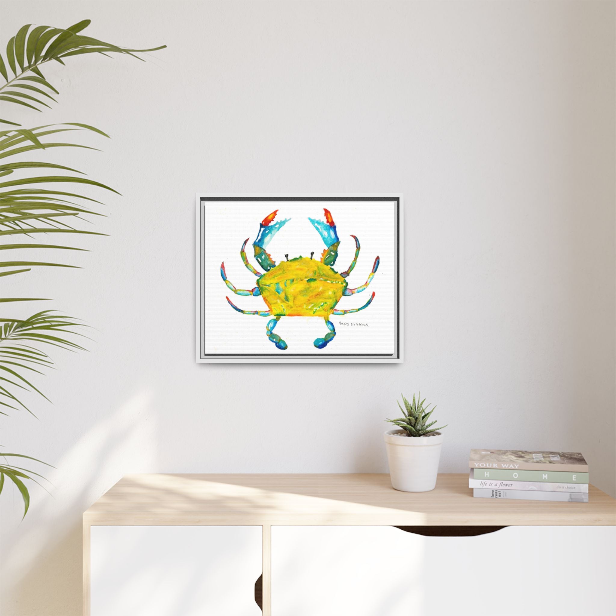 Colorful Crab Matte Canvas Print (Framed) - By Hayes Hitchcock