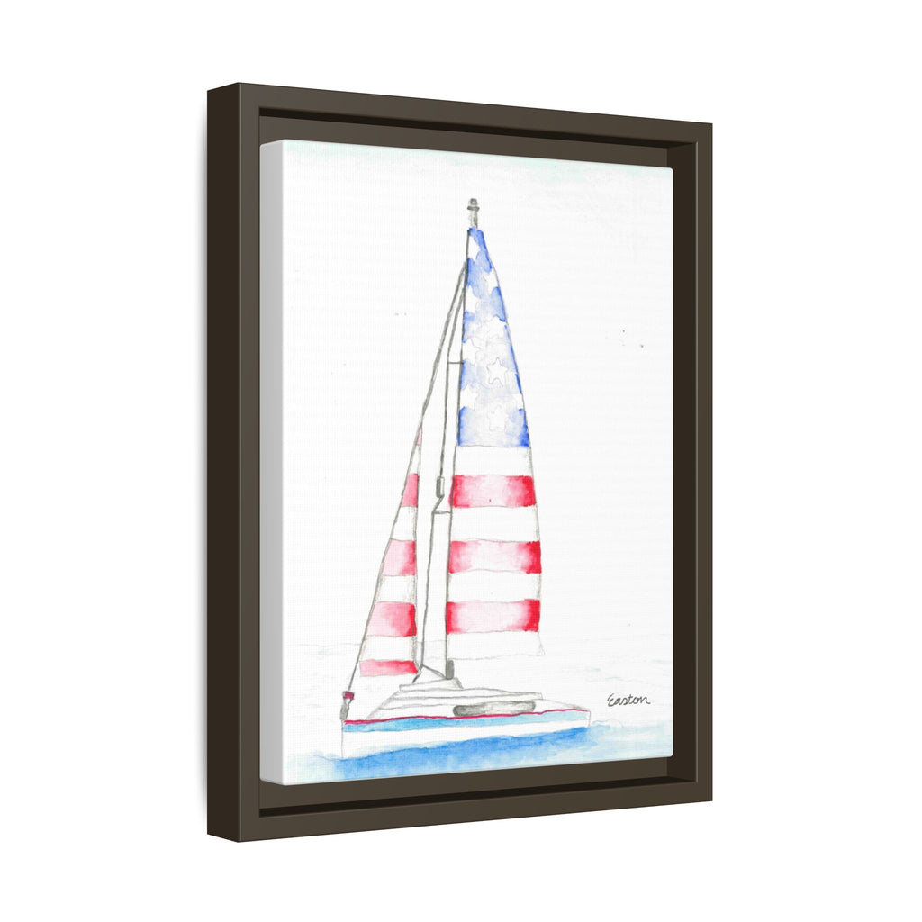 Patriotic Sailboat Framed Canvas Print - By Easton
