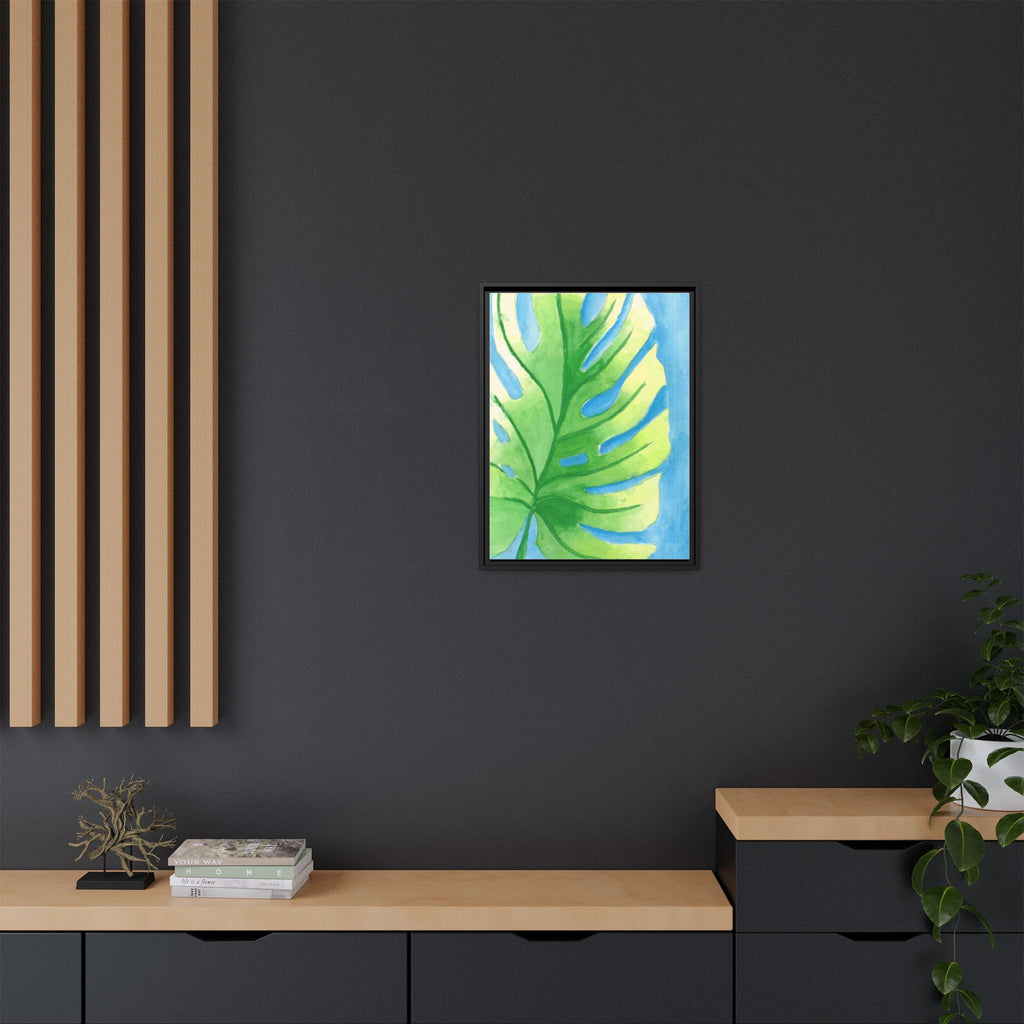 Framed Matte Canvas - Tropical Monstera Leaf Watercolor Wall Art - By Eli James