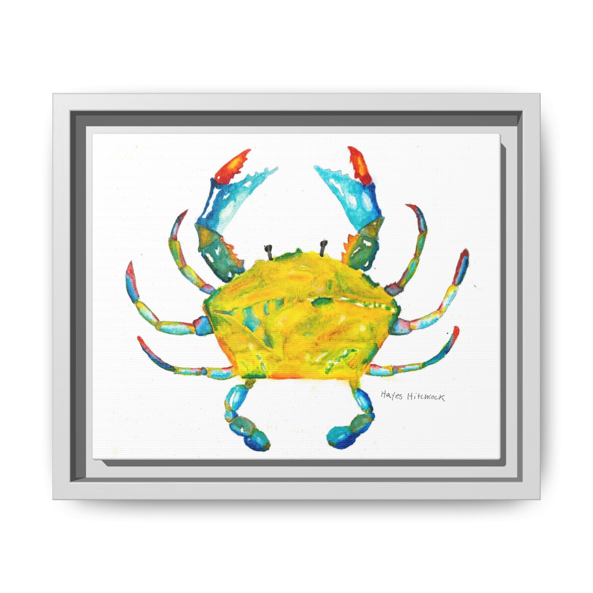 Colorful Crab Matte Canvas Print (Framed) - By Hayes Hitchcock