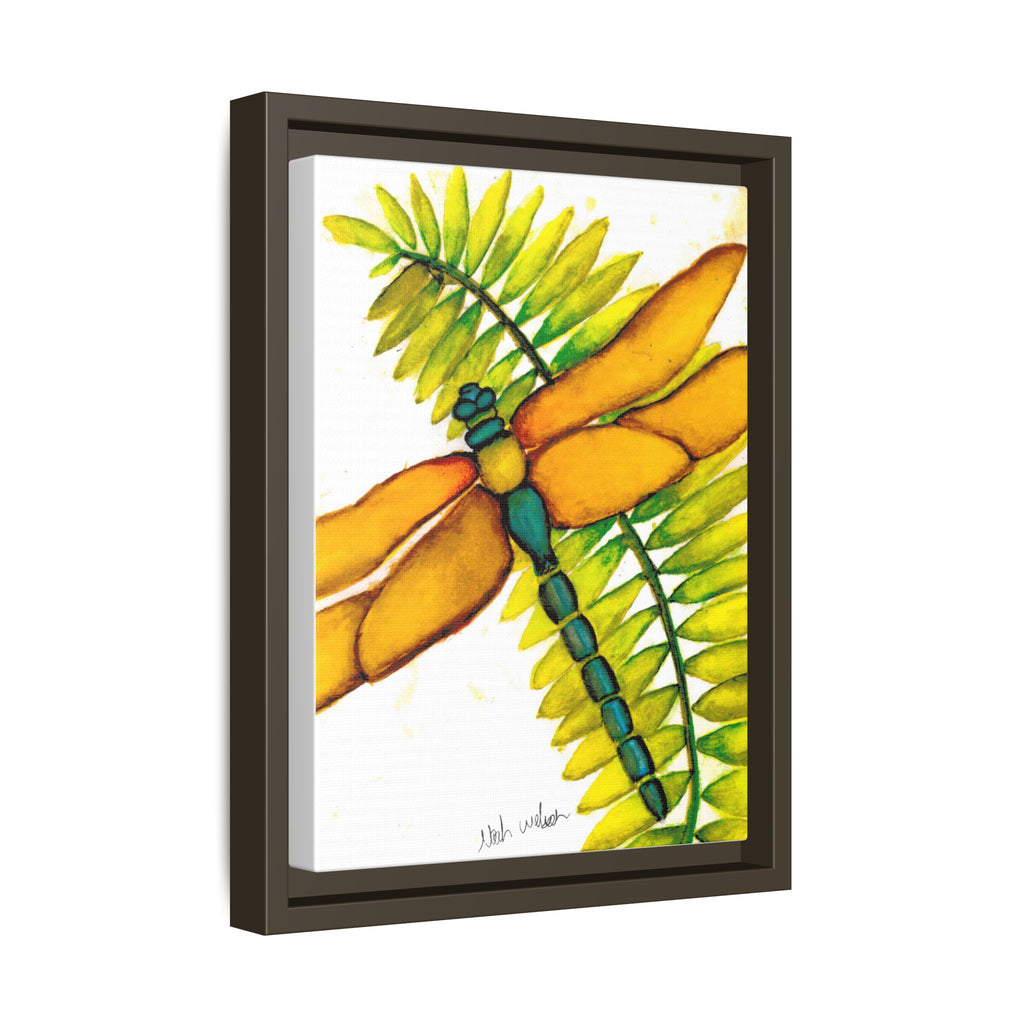 Framed Dragonfly Art Print - Tropical Yellow Green Matte Canvas - By Noah Wilson