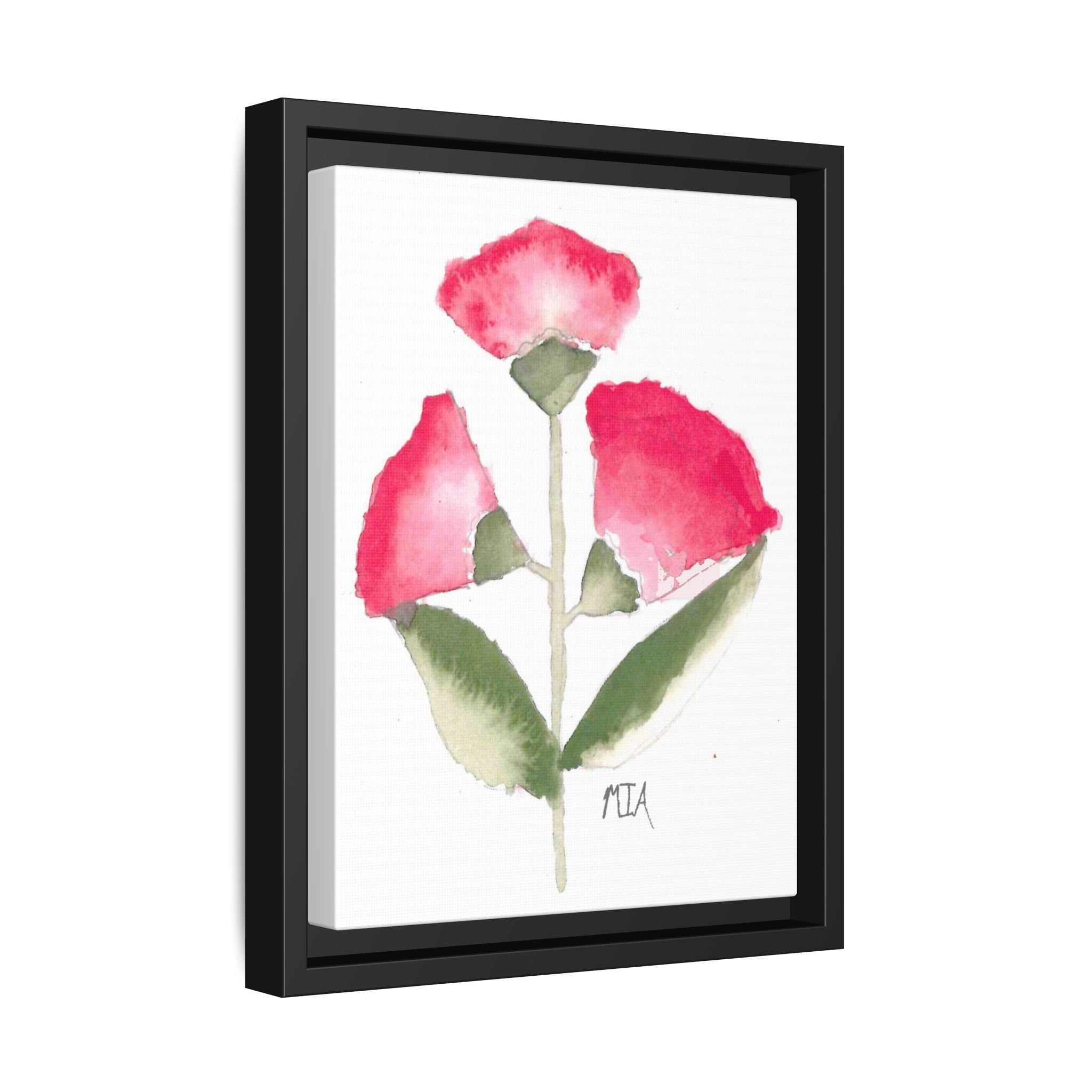 Framed Watercolor Rose Print — Matte Canvas Floral Wall Art - By Mia Roll