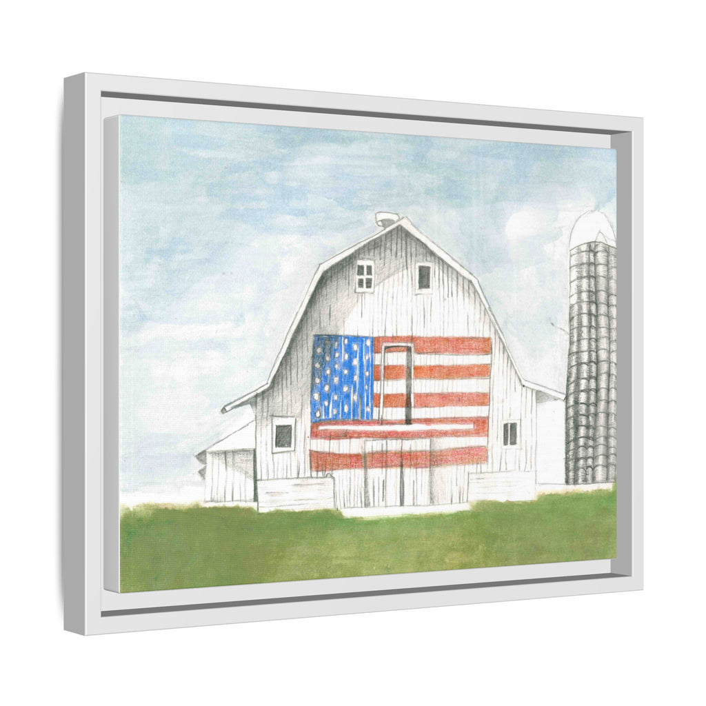 Patriotic Barn Matte Canvas Framed Wall Art - By Caroline Bierkamp