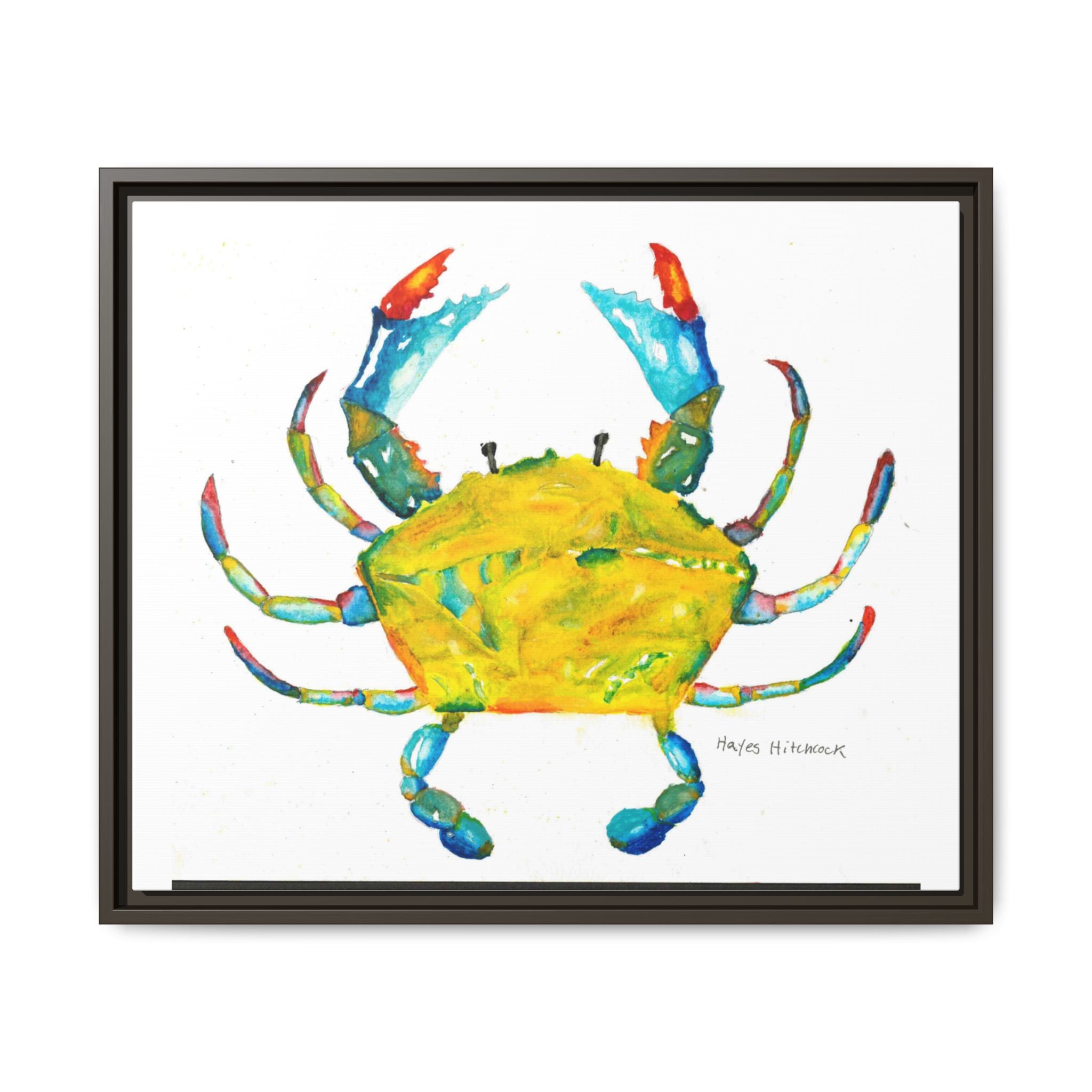 Colorful Crab Matte Canvas Print (Framed) - By Hayes Hitchcock