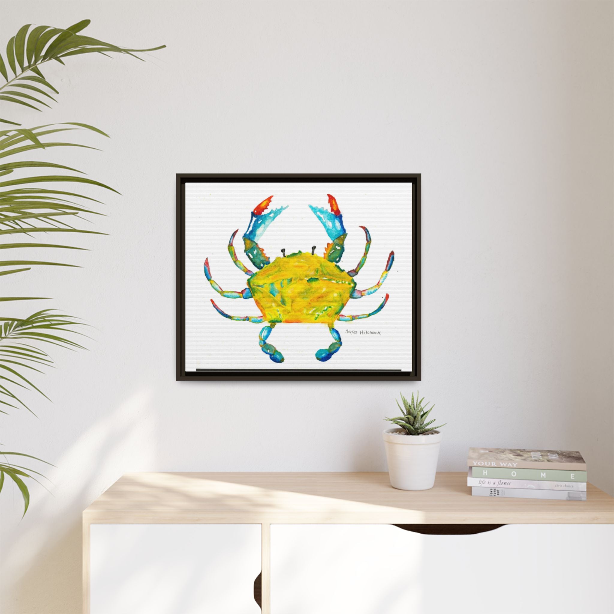 Colorful Crab Matte Canvas Print (Framed) - By Hayes Hitchcock
