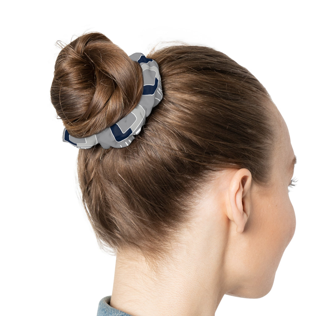 Stylish Grey Pattern Scrunchie for Effortless Hair Elevation