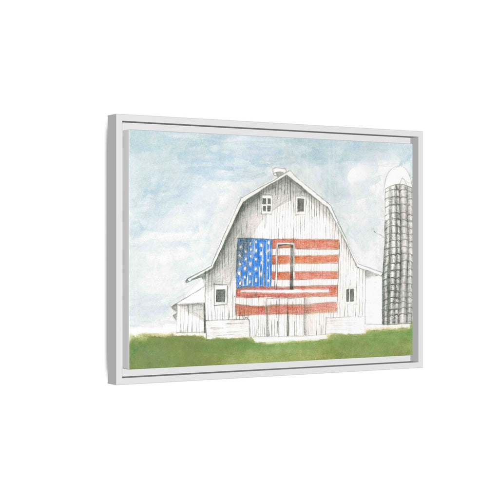 Patriotic Barn Matte Canvas Framed Wall Art - By Caroline Bierkamp