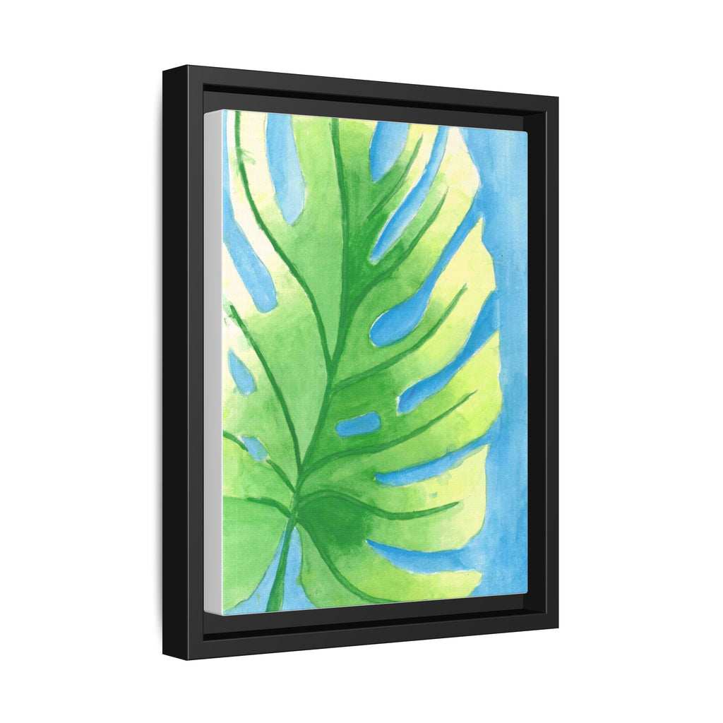 Framed Matte Canvas - Tropical Monstera Leaf Watercolor Wall Art - By Eli James