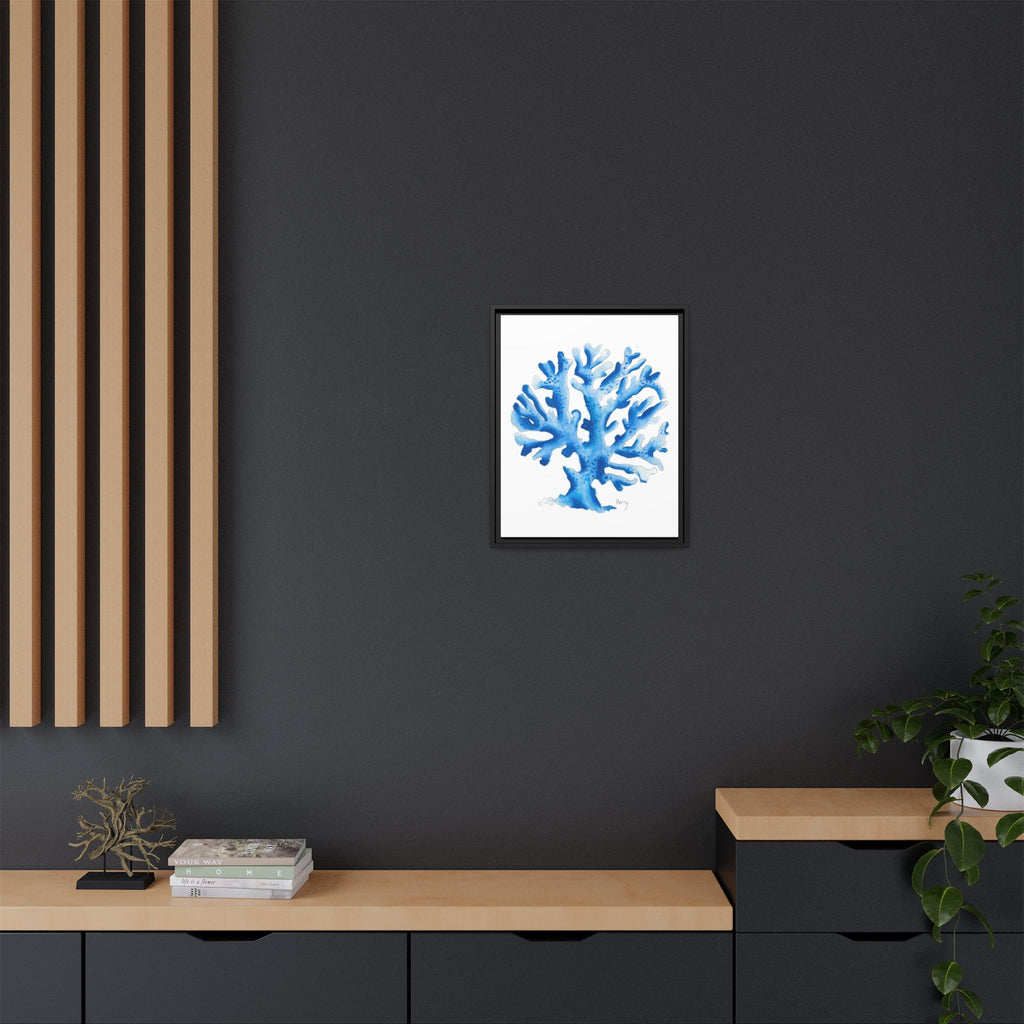 Blue Coral Watercolor Matte Canvas Print (Framed) - By Perry