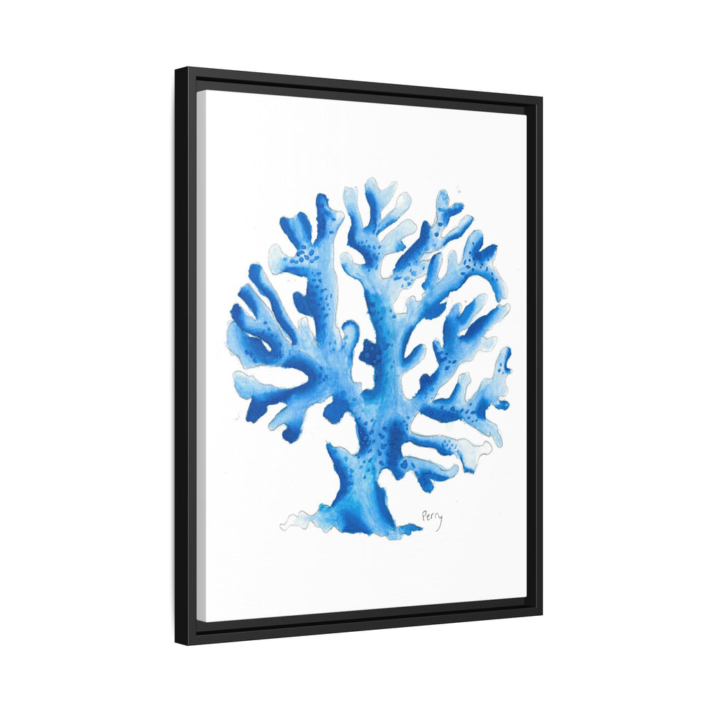 Blue Coral Watercolor Matte Canvas Print (Framed) - By Perry