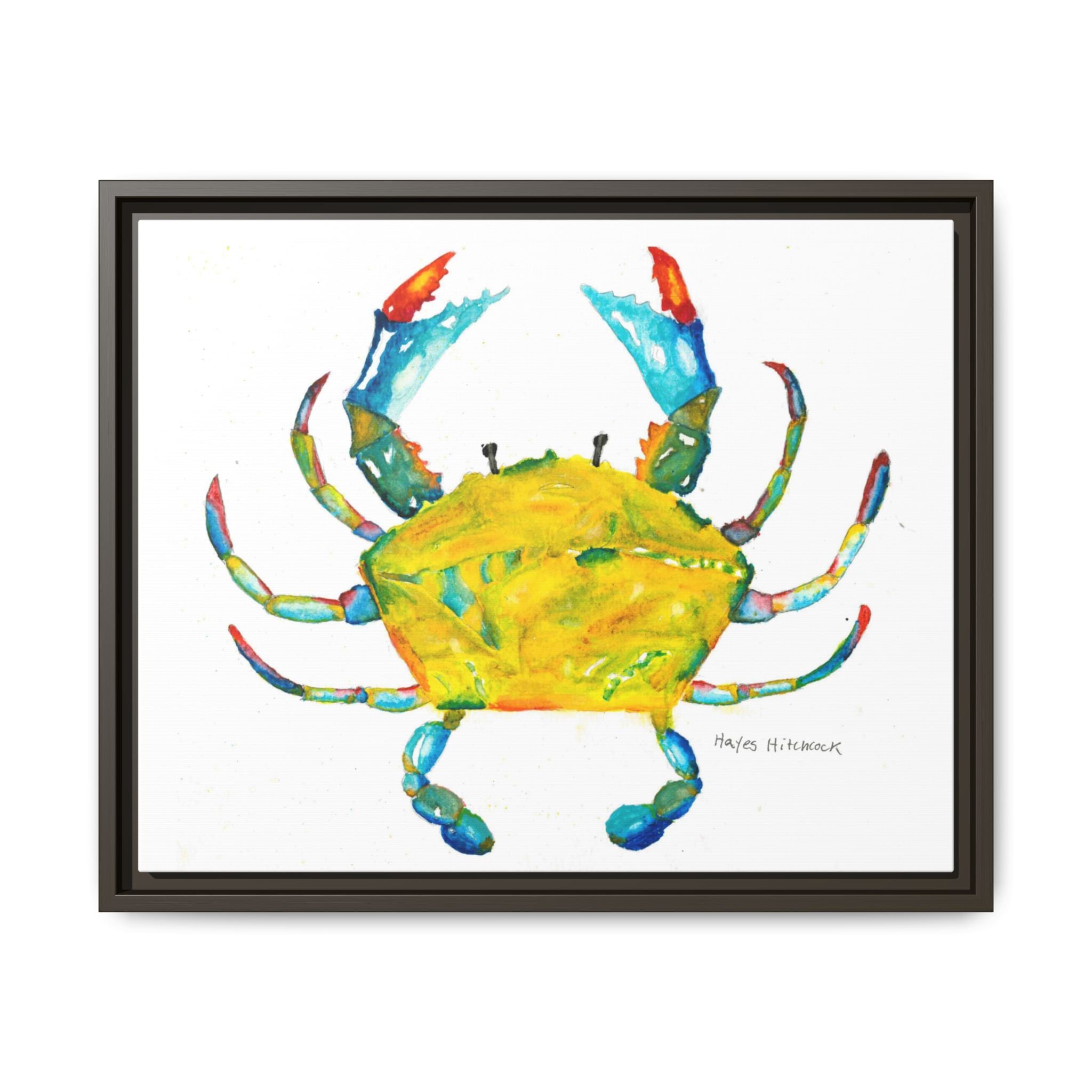 Colorful Crab Matte Canvas Print (Framed) - By Hayes Hitchcock