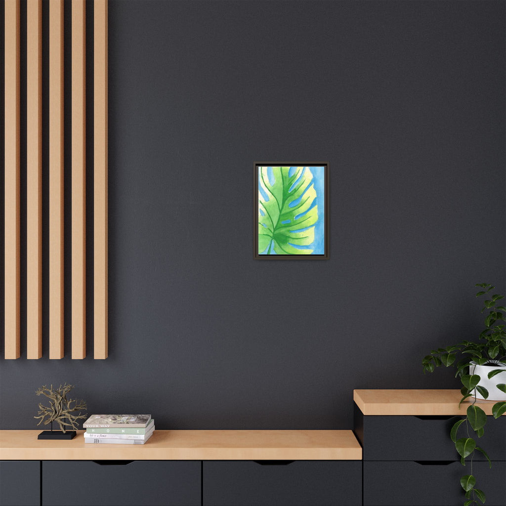 Framed Matte Canvas - Tropical Monstera Leaf Watercolor Wall Art - By Eli James