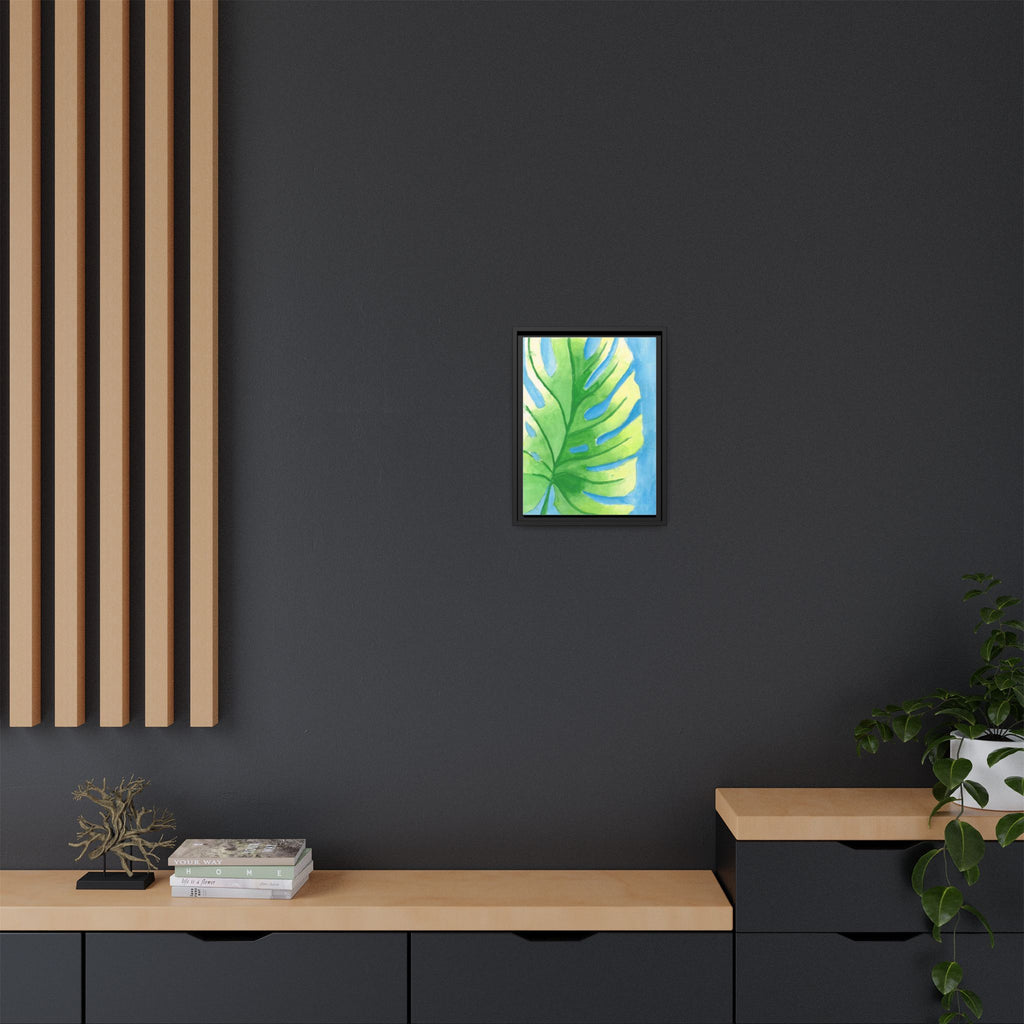 Framed Matte Canvas - Tropical Monstera Leaf Watercolor Wall Art - By Eli James