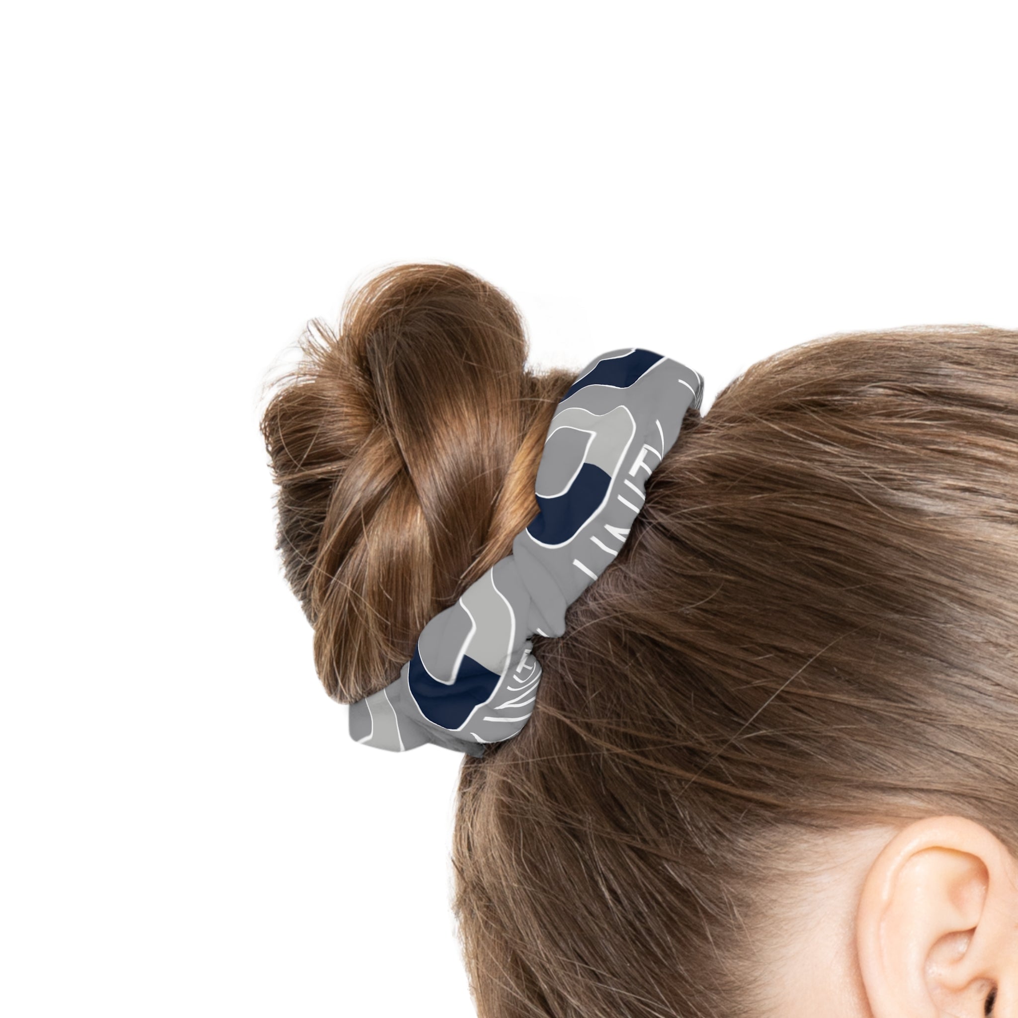 Stylish Grey Pattern Scrunchie for Effortless Hair Elevation