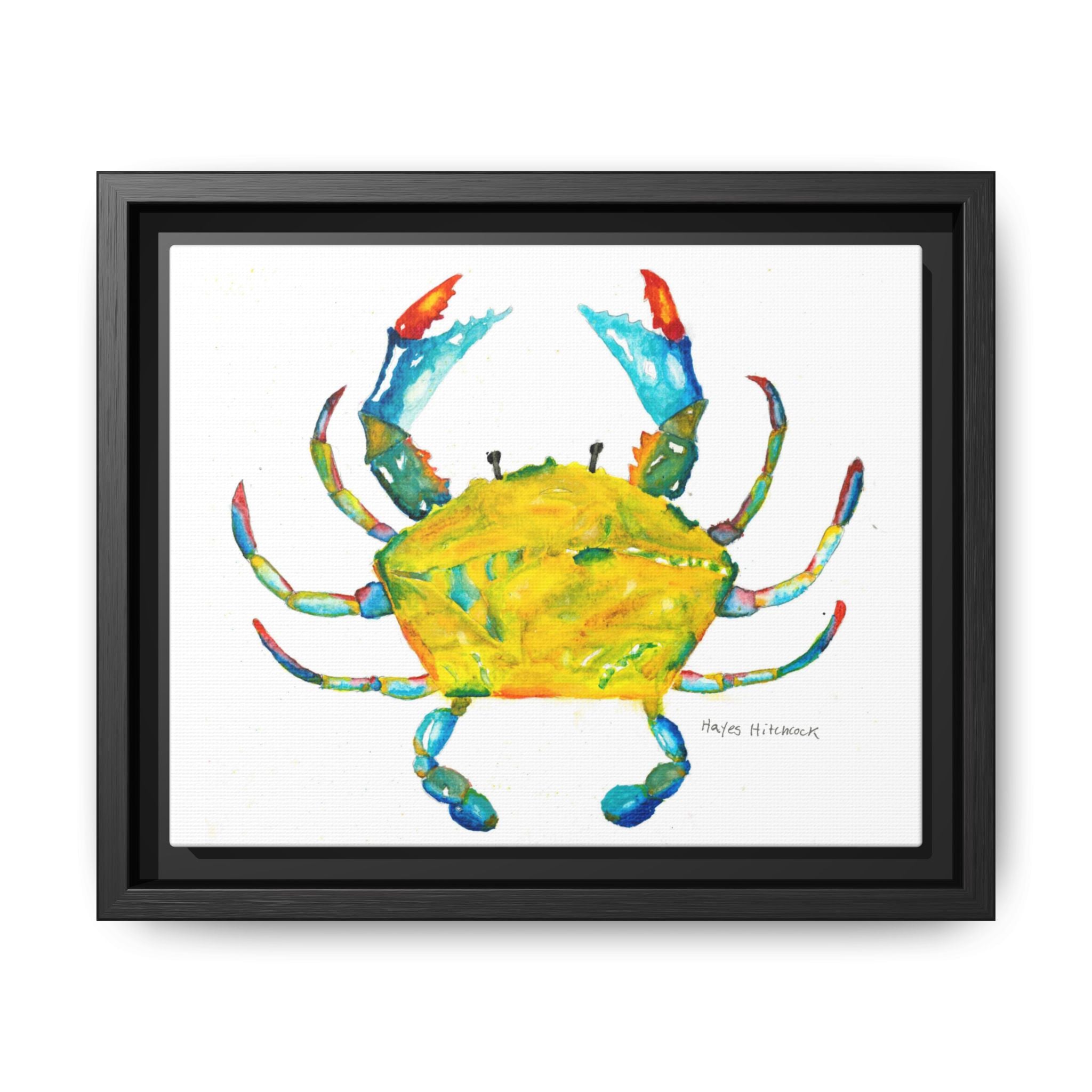 Colorful Crab Matte Canvas Print (Framed) - By Hayes Hitchcock