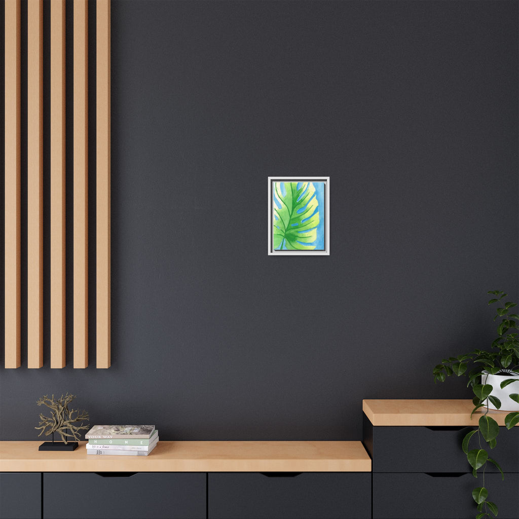 Framed Matte Canvas - Tropical Monstera Leaf Watercolor Wall Art - By Eli James