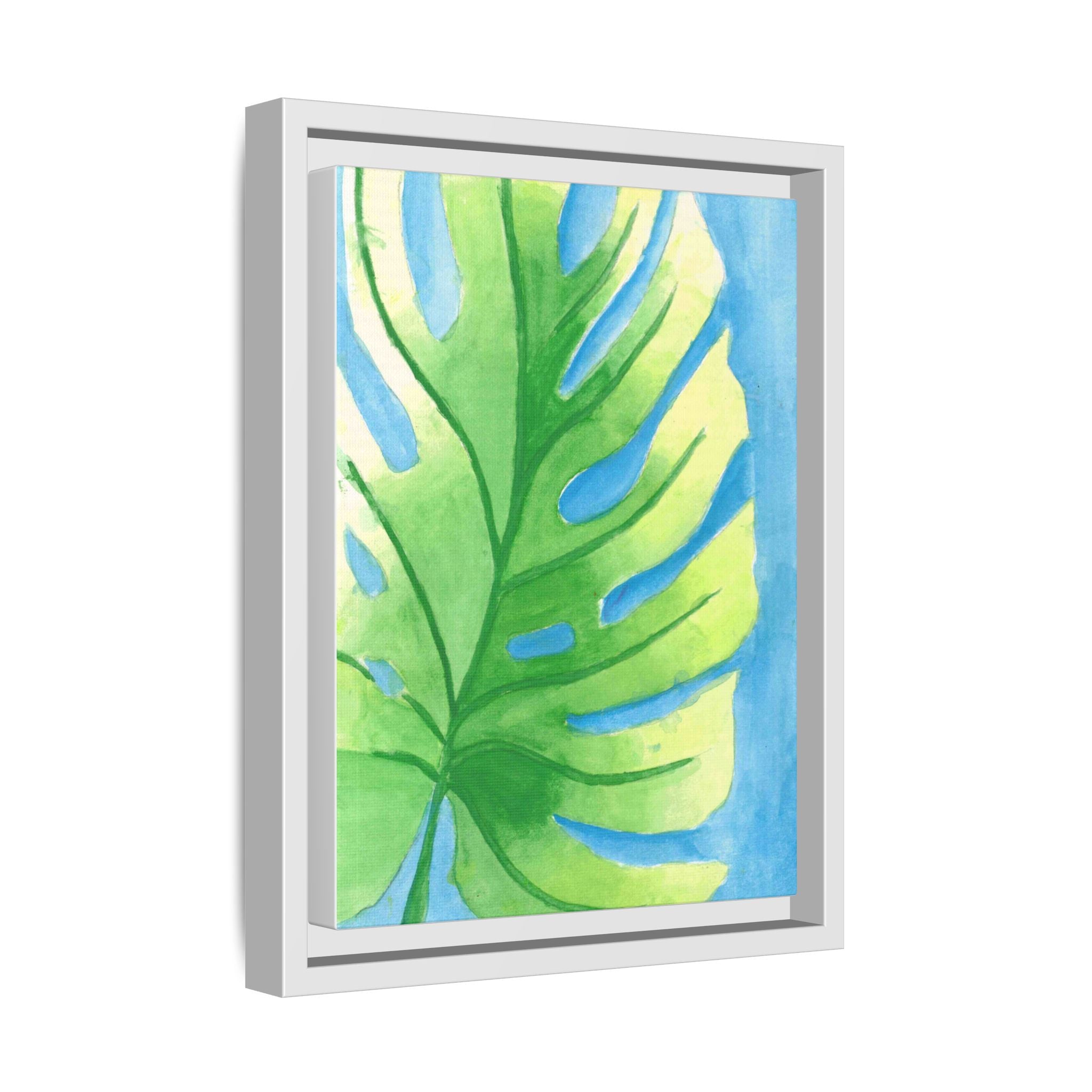Framed Matte Canvas - Tropical Monstera Leaf Watercolor Wall Art - By Eli James