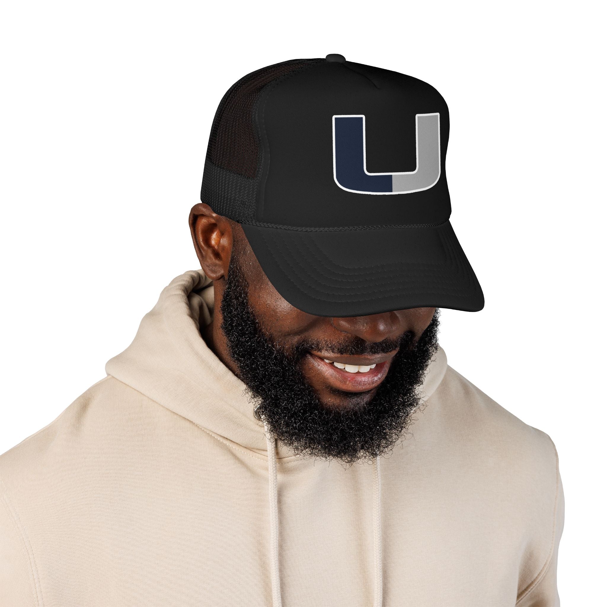 Trucker Hat – Navy & Gray Split 'U' Patch Cap