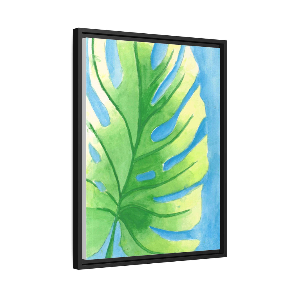 Framed Matte Canvas - Tropical Monstera Leaf Watercolor Wall Art - By Eli James
