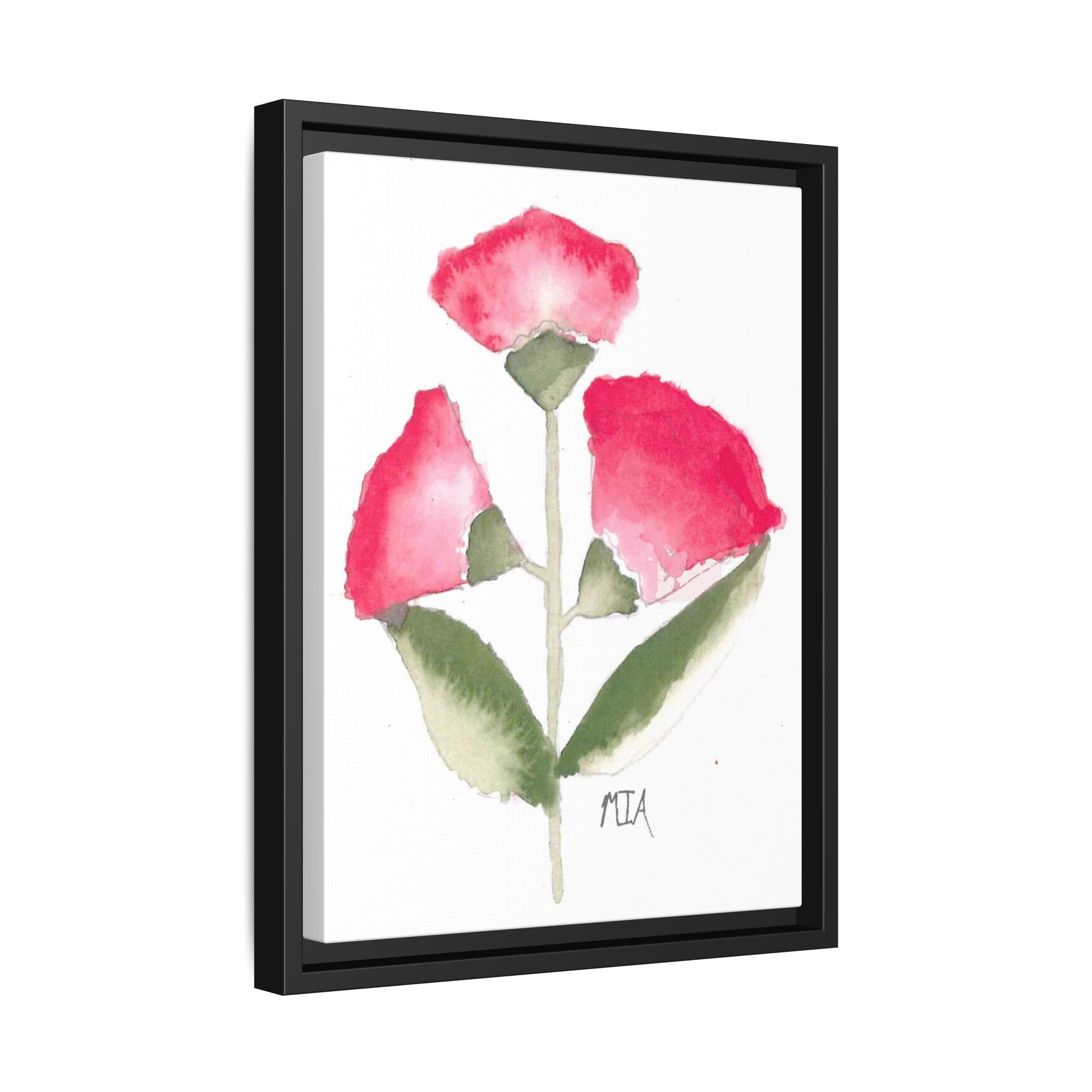 Framed Watercolor Rose Print — Matte Canvas Floral Wall Art - By Mia Roll