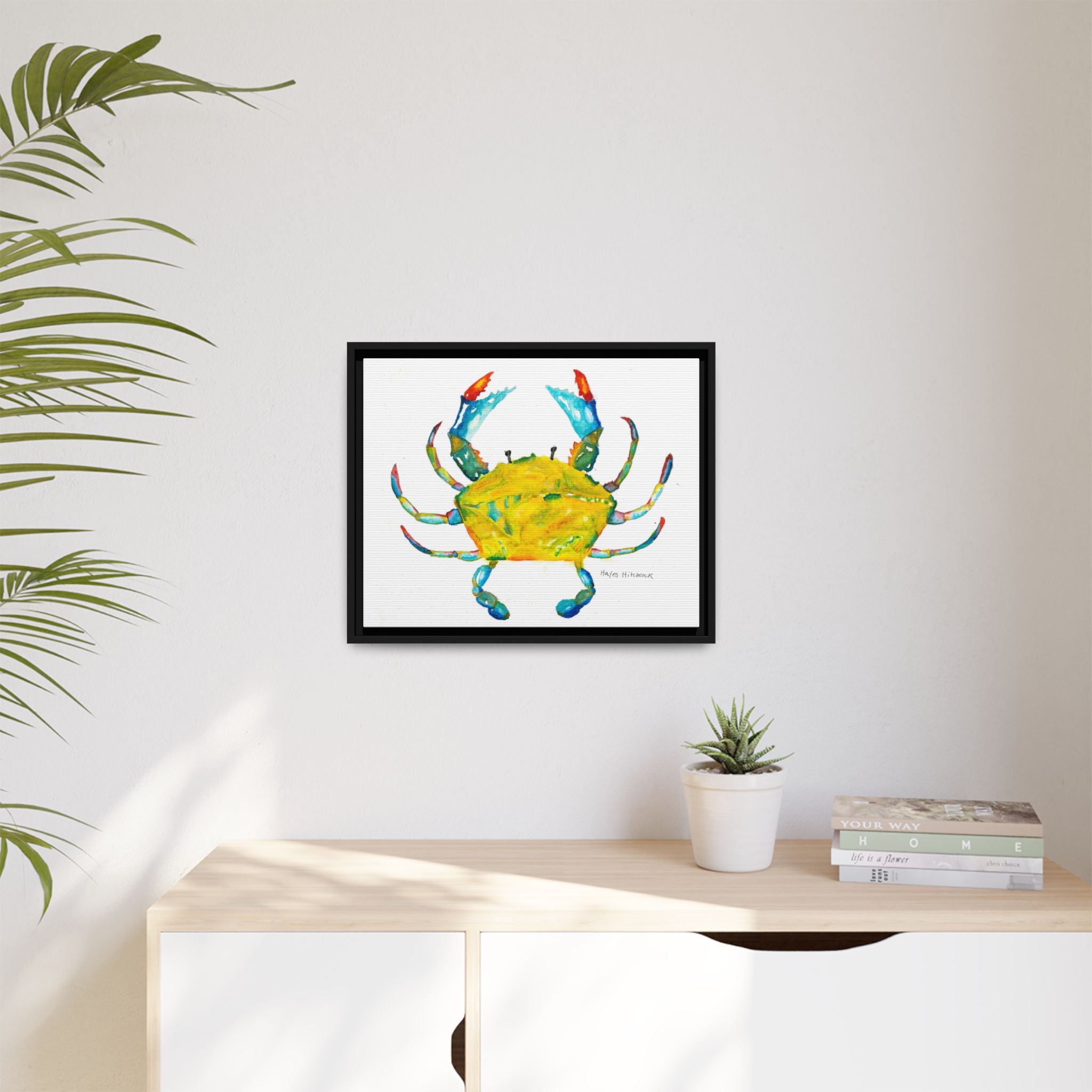 Colorful Crab Matte Canvas Print (Framed) - By Hayes Hitchcock