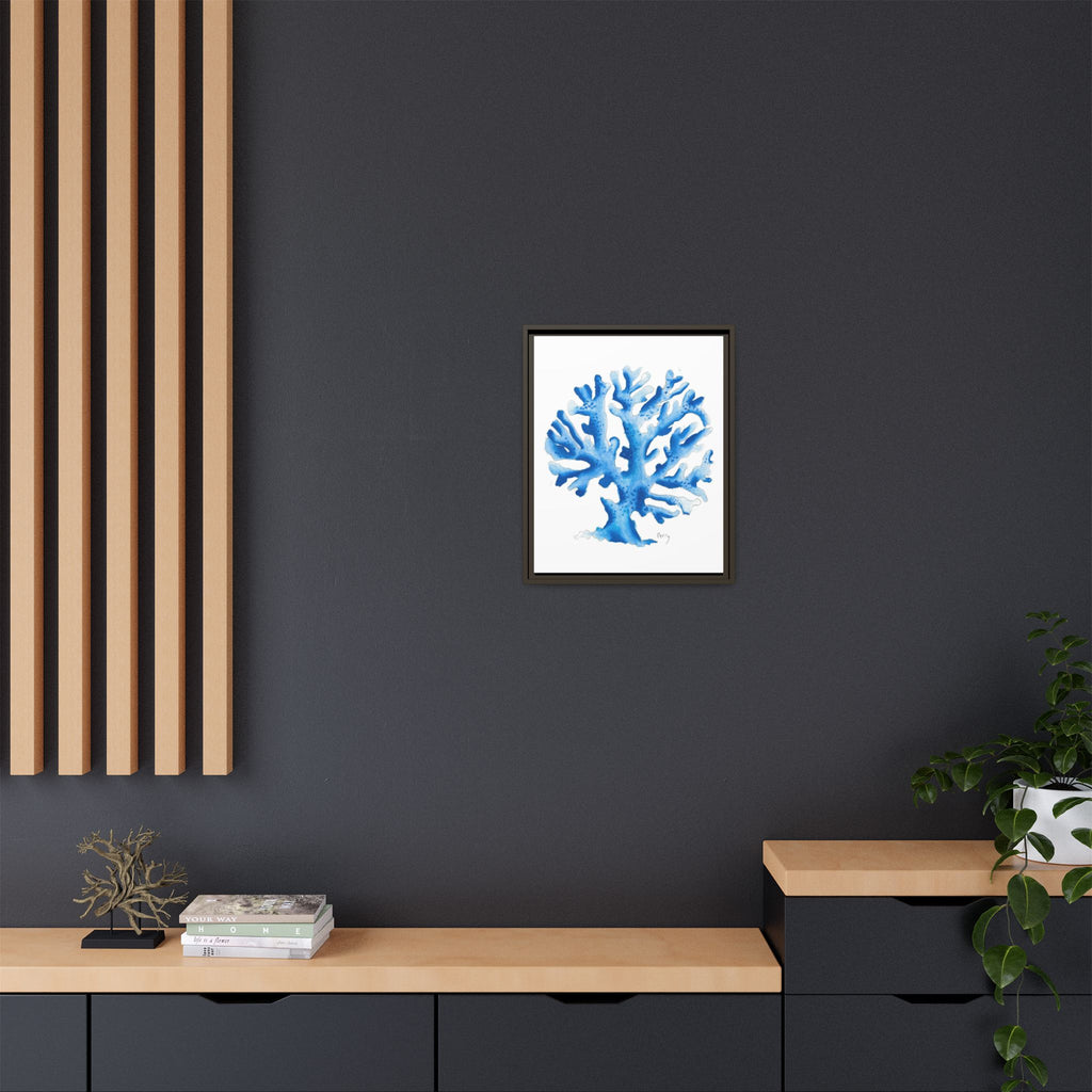 Blue Coral Watercolor Matte Canvas Print (Framed) - By Perry