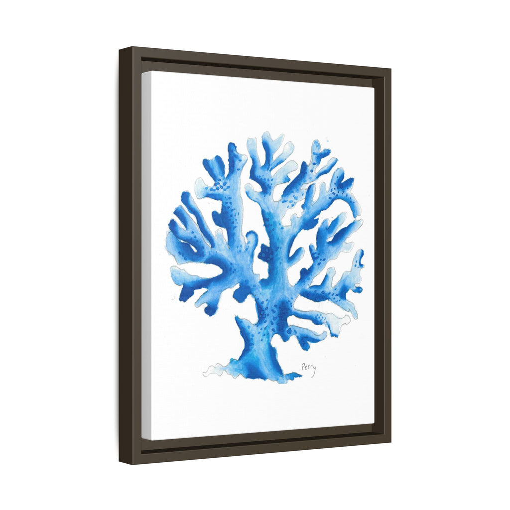 Blue Coral Watercolor Matte Canvas Print (Framed) - By Perry