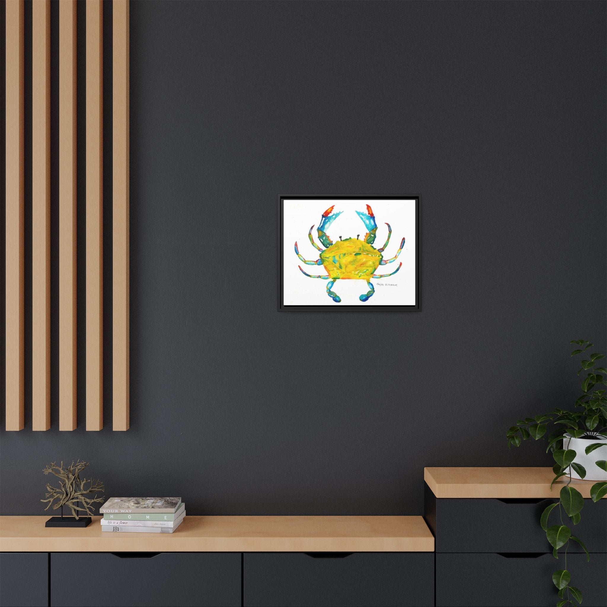 Colorful Crab Matte Canvas Print (Framed) - By Hayes Hitchcock