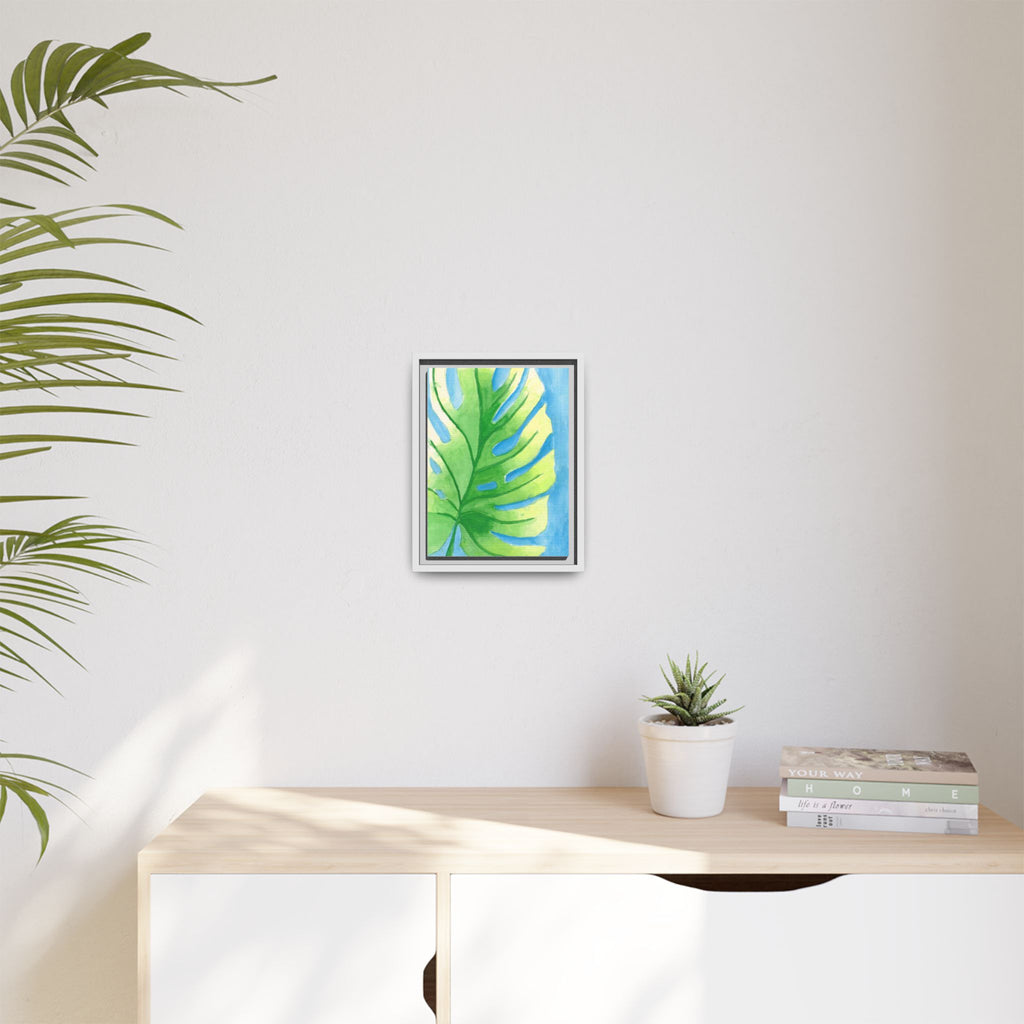 Framed Matte Canvas - Tropical Monstera Leaf Watercolor Wall Art - By Eli James