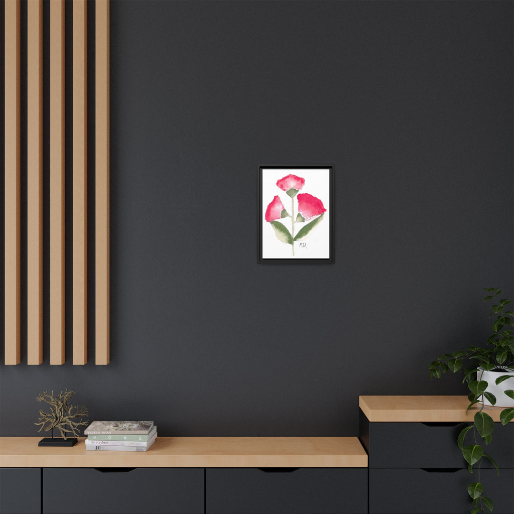 Framed Watercolor Rose Print — Matte Canvas Floral Wall Art - By Mia Roll