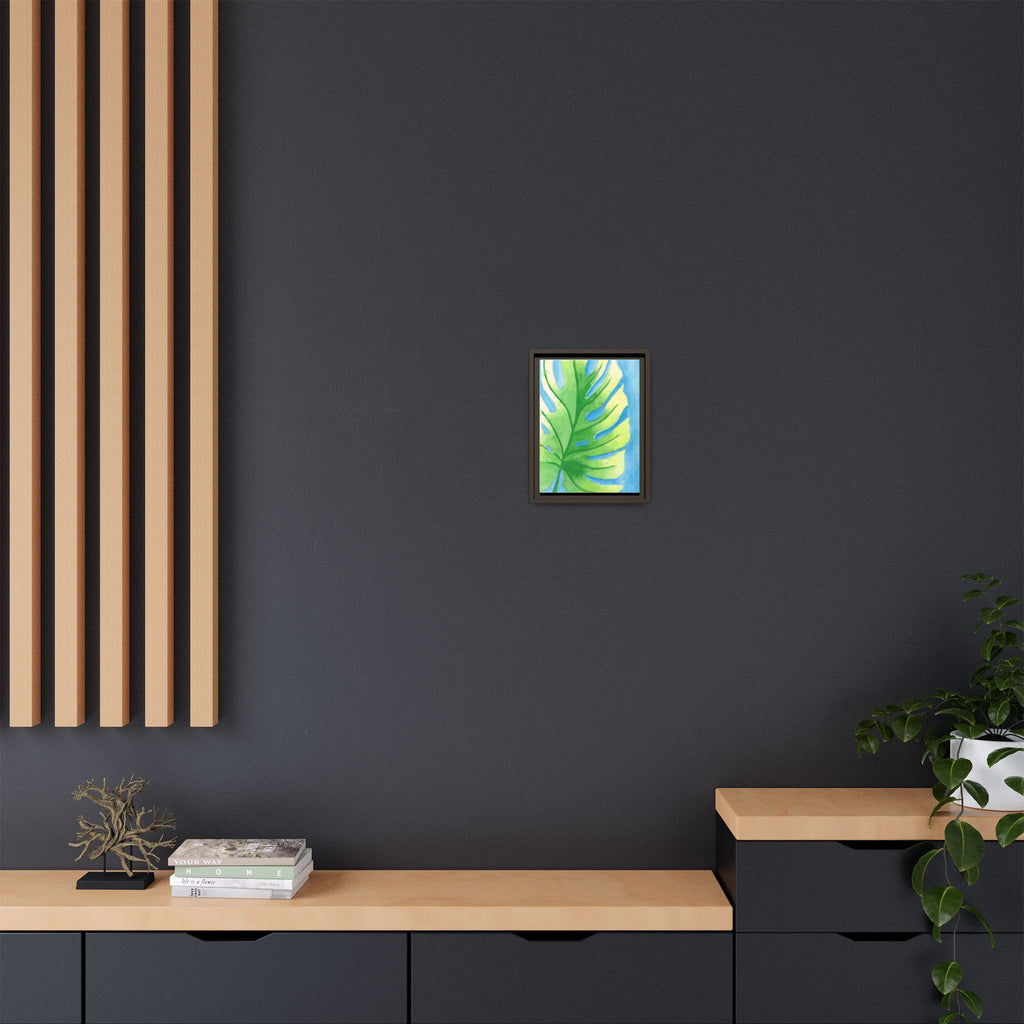 Framed Matte Canvas - Tropical Monstera Leaf Watercolor Wall Art - By Eli James