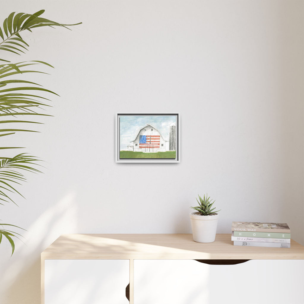 Patriotic Barn Matte Canvas Framed Wall Art - By Caroline Bierkamp