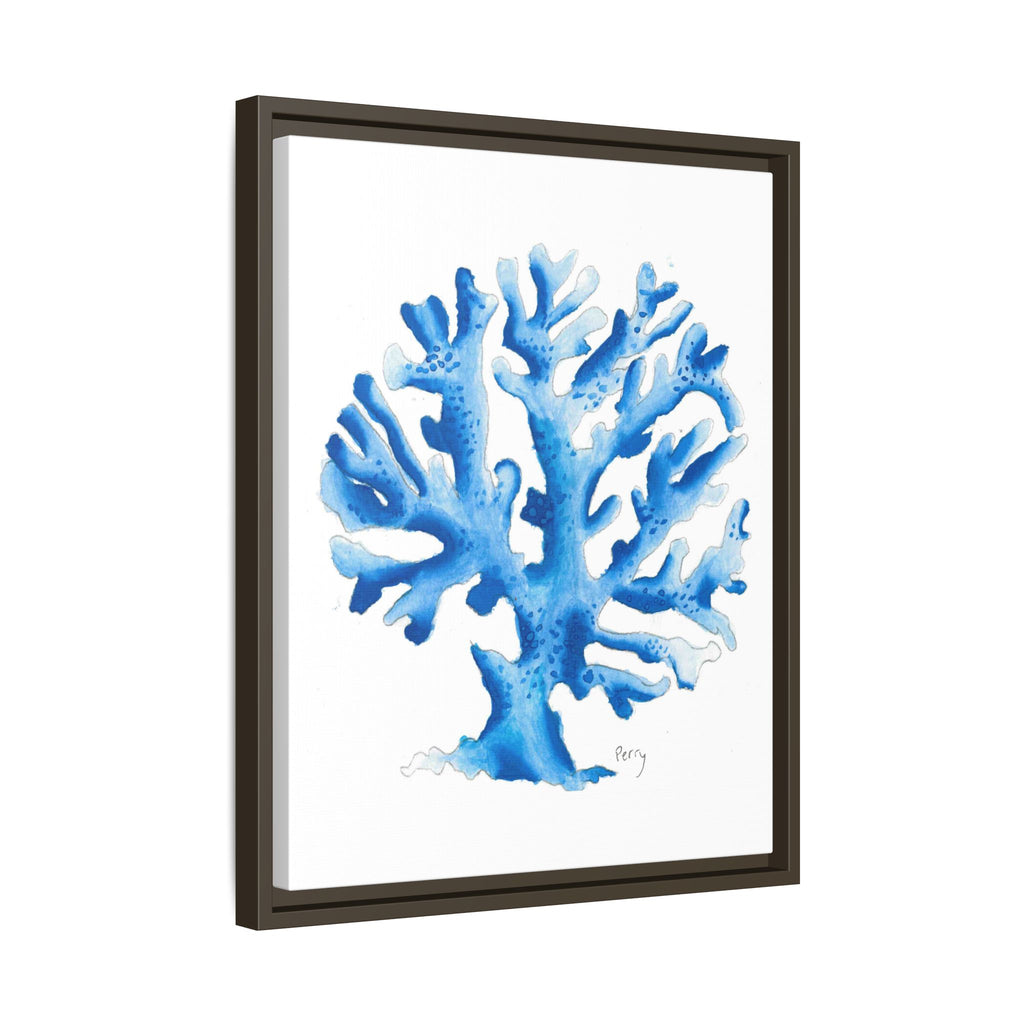 Blue Coral Watercolor Matte Canvas Print (Framed) - By Perry
