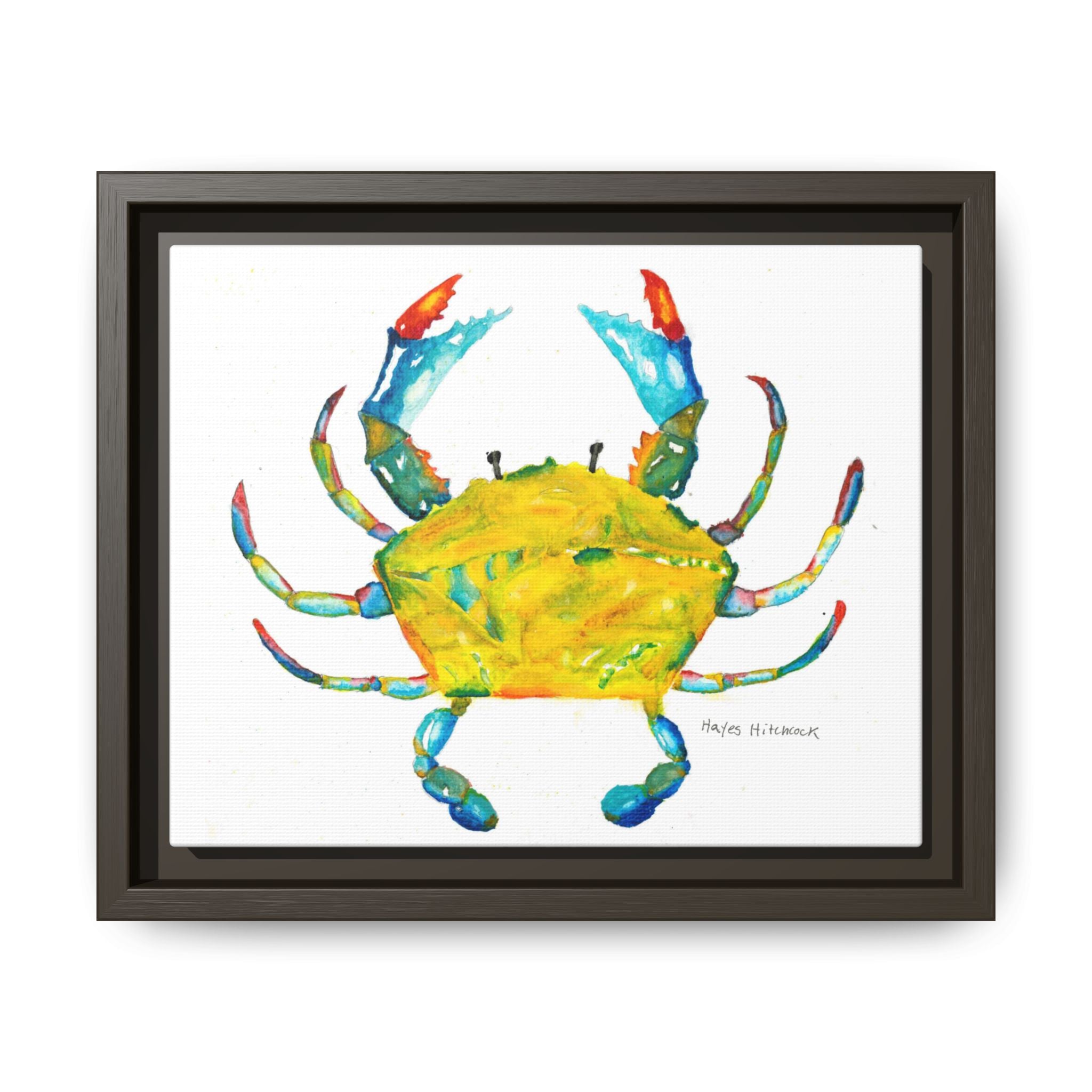 Colorful Crab Matte Canvas Print (Framed) - By Hayes Hitchcock
