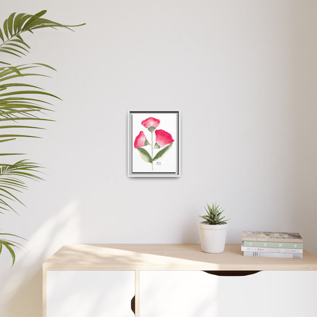 Framed Watercolor Rose Print — Matte Canvas Floral Wall Art - By Mia Roll