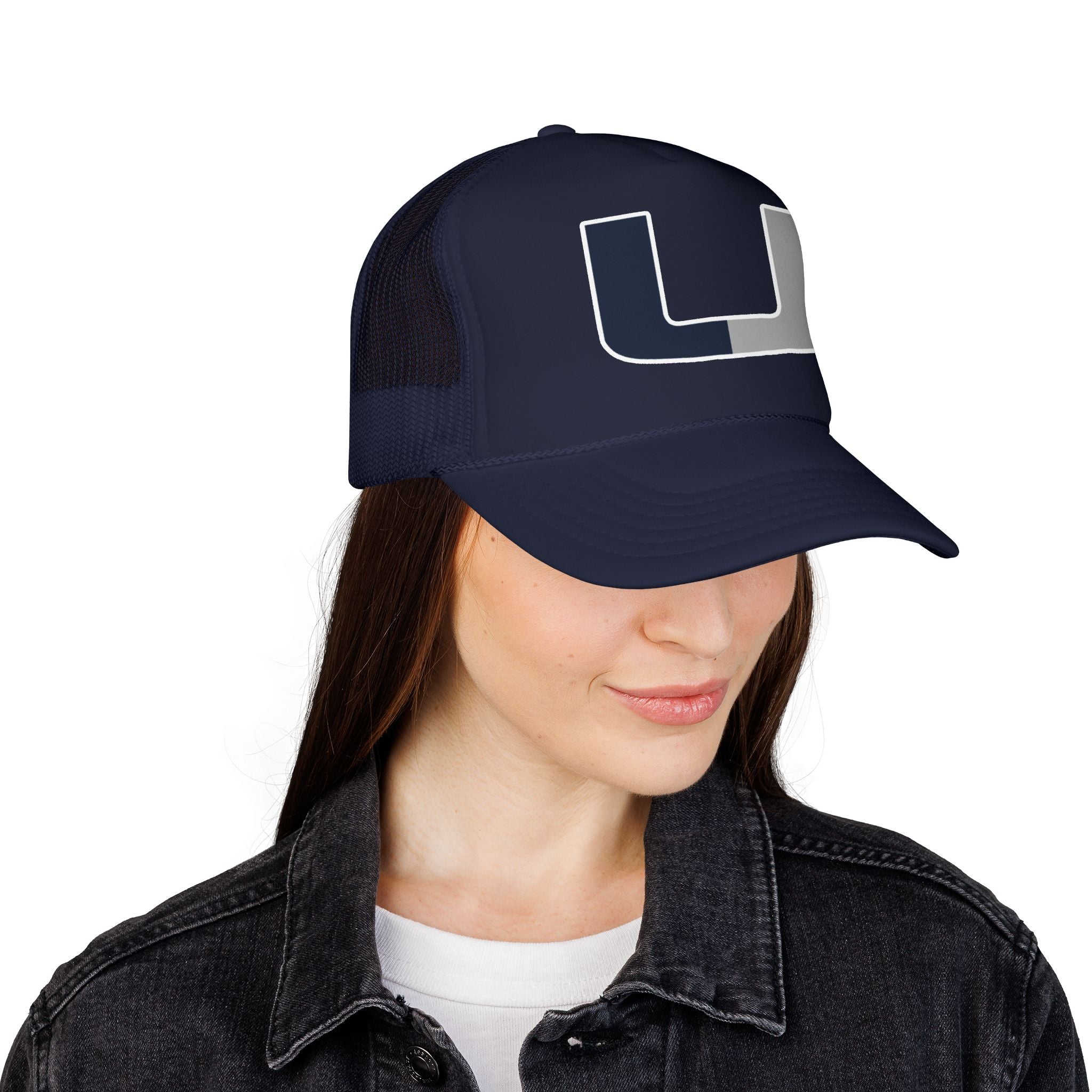 Trucker Hat – Navy & Gray Split 'U' Patch Cap