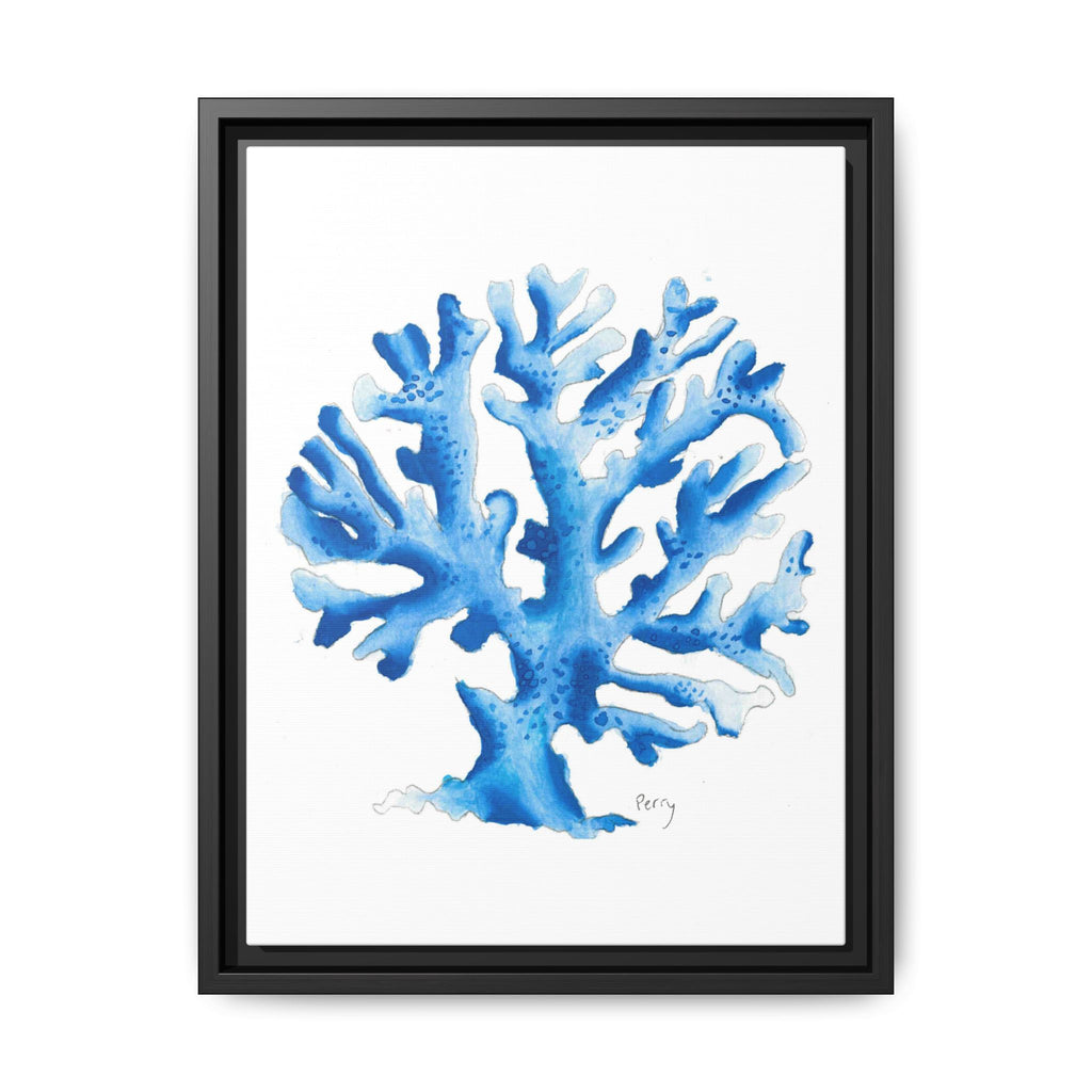 Blue Coral Watercolor Matte Canvas Print (Framed) - By Perry