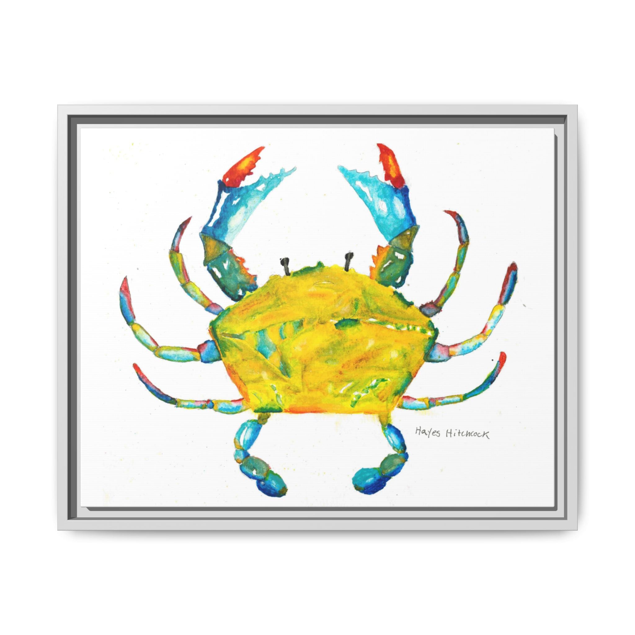 Colorful Crab Matte Canvas Print (Framed) - By Hayes Hitchcock