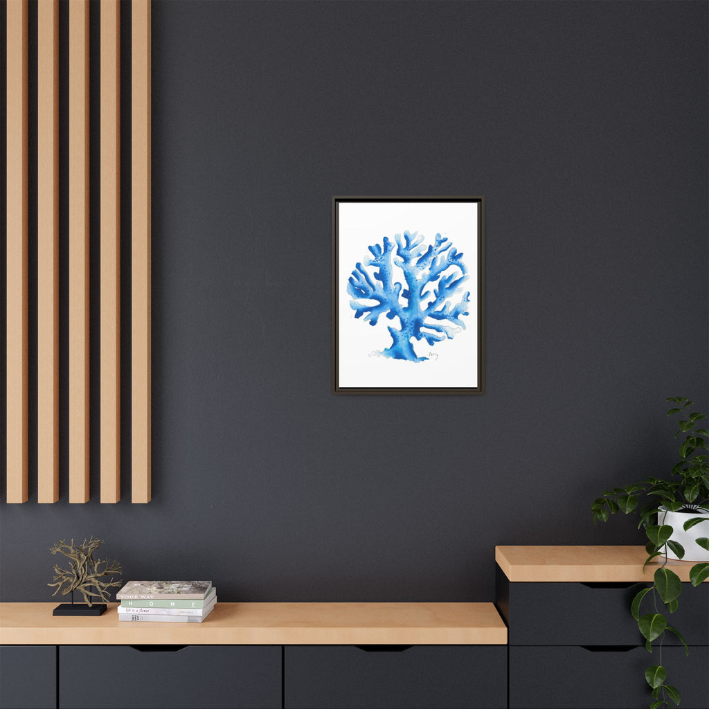 Blue Coral Watercolor Matte Canvas Print (Framed) - By Perry