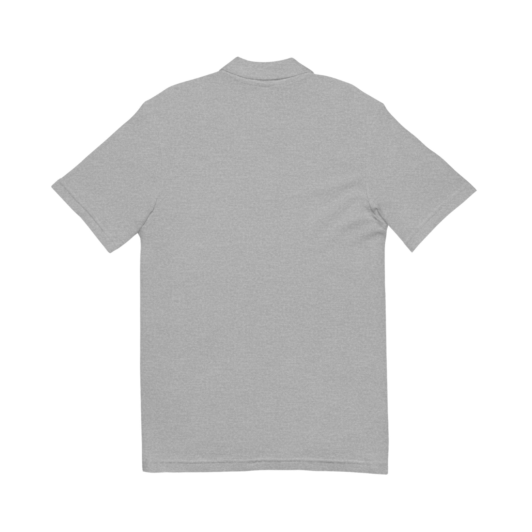 Shield Polo Shirt — Classic Crest Logo on Heather Gray (Heat Press)